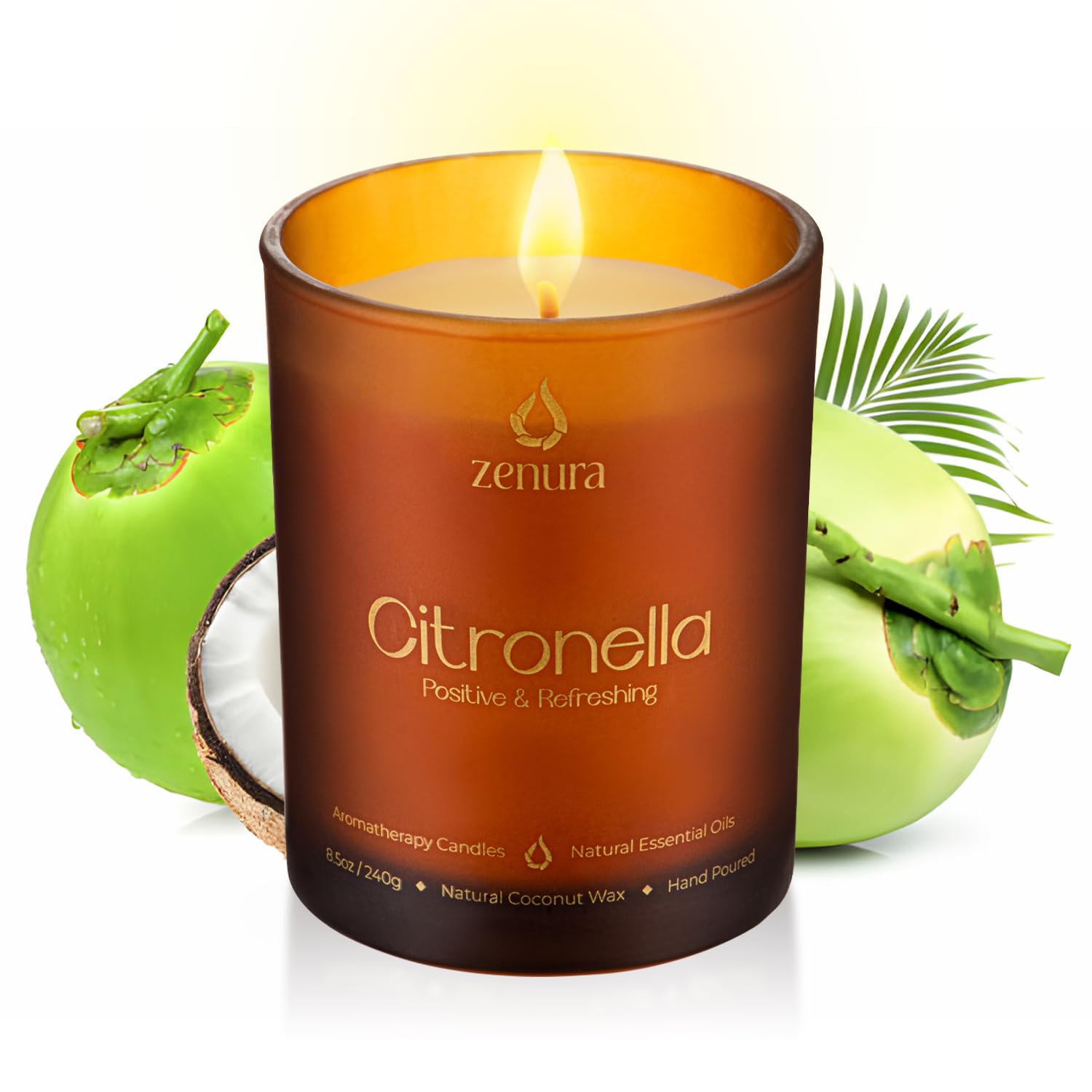 Citronella Stress Relief Candle - 8.5 oz Natural Coconut Wax for Summer, Yoga, Outdoor Relaxation - Perfect Father's Day and Birthday Gifts for Men and Women - Ideal for Patio, Garden, and Meditation Spaces