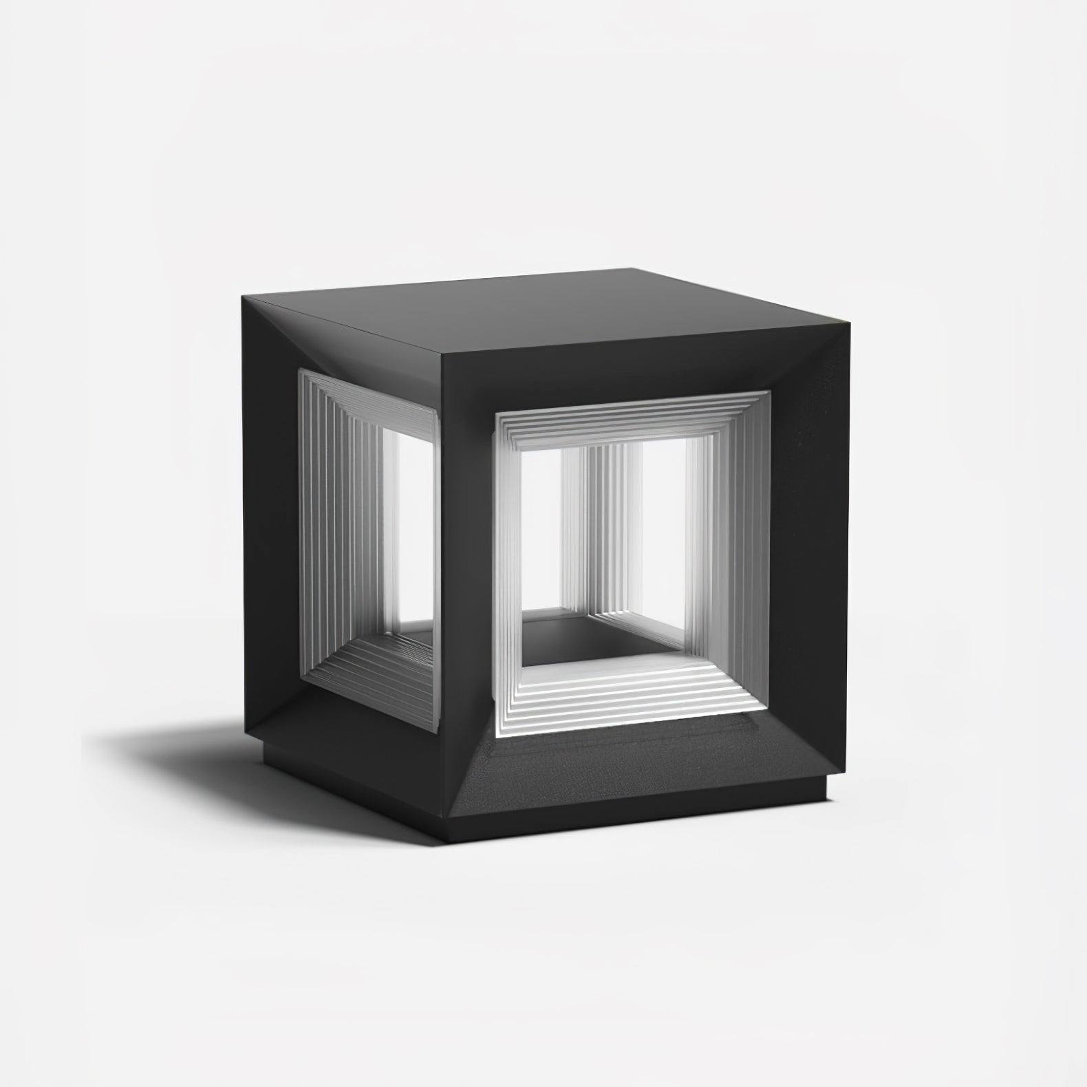 Modern LED Light Cube Outdoor Post Light - Waterproof Solar Powered Garden Lighting for Pathways, Driveways & Patio Decor