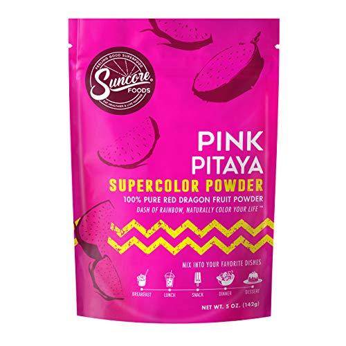 Suncore Foods Pink Pitaya Supercolor Powder - Natural Pink Food Coloring, Gluten-Free, Non-GMO, Vegan, 5oz (1 Pack) - Perfect for Smoothies, Baking, Yogurt & Healthy Desserts