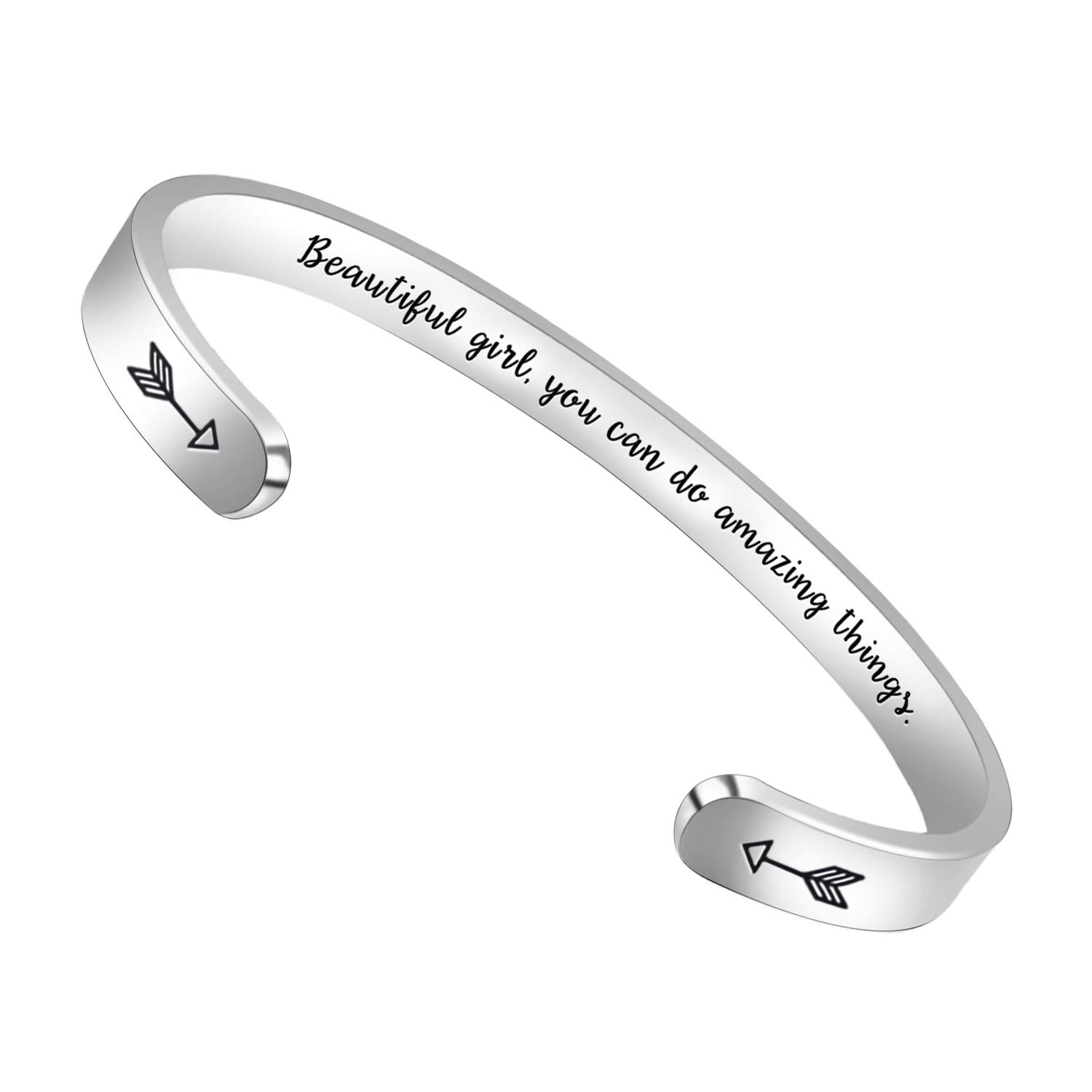 Btysun Inspirational Bracelets for Women - Motivational Mantra Jewelry, Personalized Graduation & Birthday Gifts for Her, Mother's Day Present from Daughter, Friendship Cuff Bangle for Girls | Perfect for Daily Wear, Special Occasions & Gift-Giving