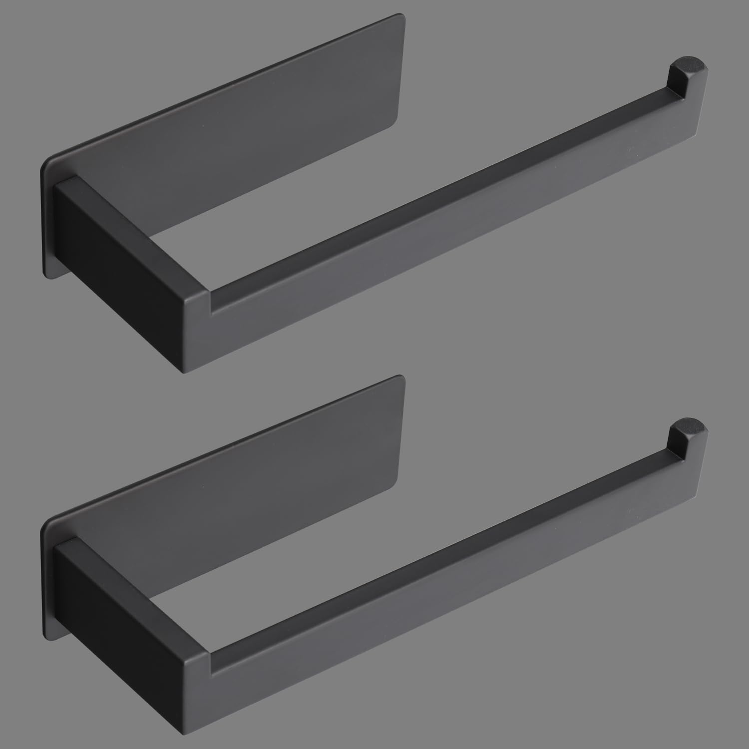 Stainless Steel Hand Towel Holder - No Drill Self Adhesive Towel Ring - Matte Black 2 Pack (9 Inch) - Perfect for Bathroom, Kitchen, RV & Dorm Room Organization