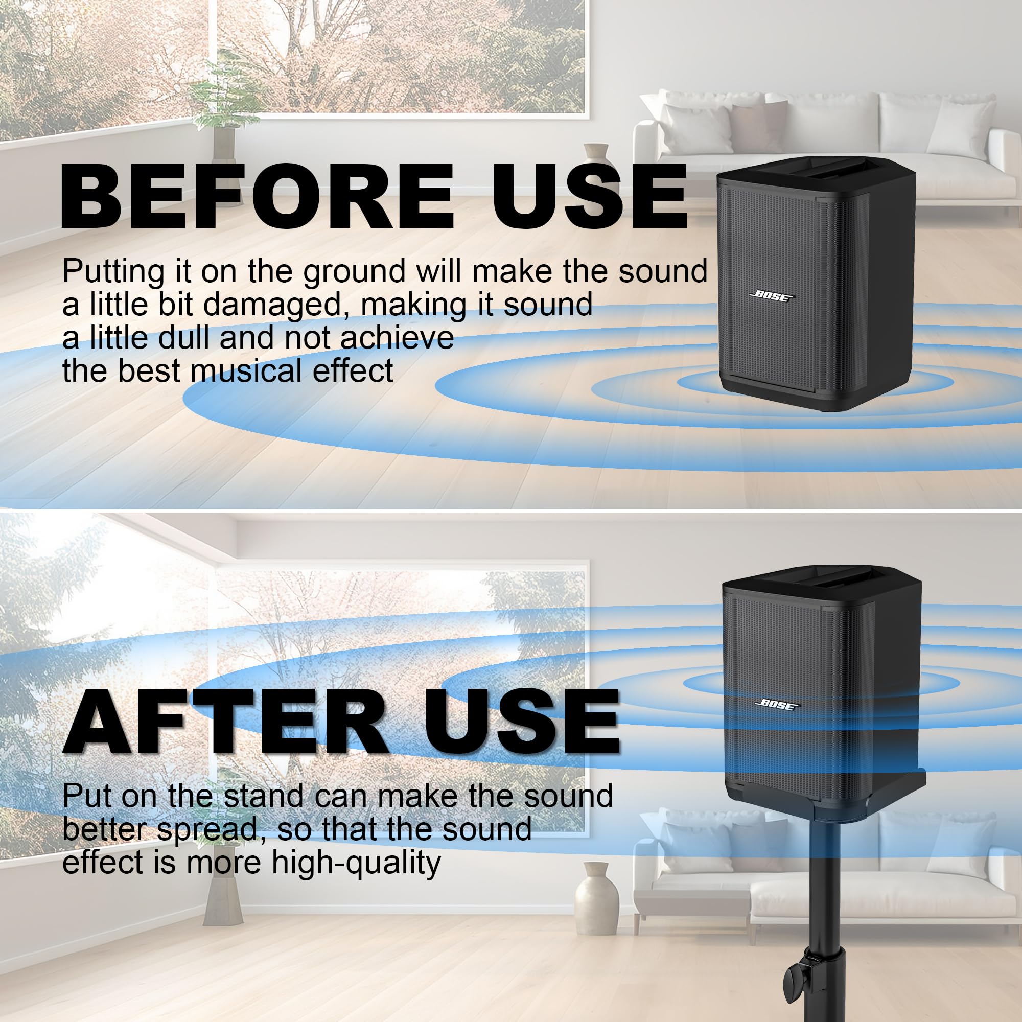 Heavy Duty Adjustable Speaker Stand for Bose S1 PRO Plus/S1 PRO - 36.2