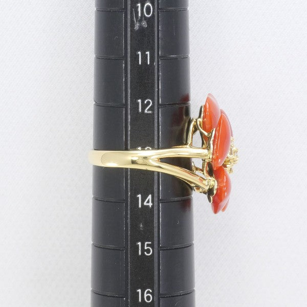 18K Yellow Gold Coral Diamond Ring for Women - Elegant Jewelry Gift for Anniversary, Engagement & Special Occasions