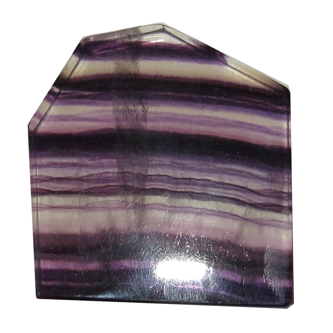 Natural Fluorite Purple Polished Stone - Striped House Shaped Healing Crystal for Home Decor, Meditation & Energy Work