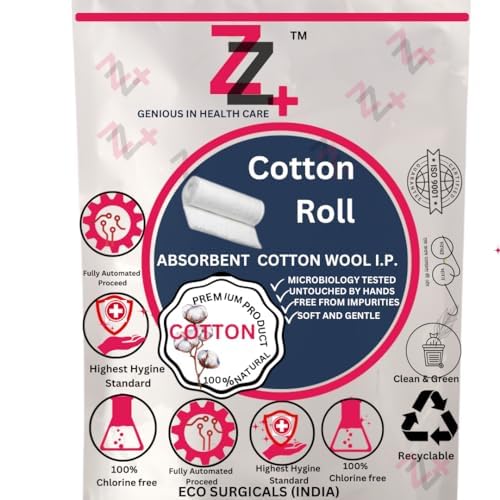 Absorbent Cotton Roll & Non-Sterilized Cotton Rolls for Makeup Removal, Facial Toner Application & Ultra Soft Cleansing - 500 Count Medical-Grade Cotton Pads for Skincare, First Aid & Wound Care