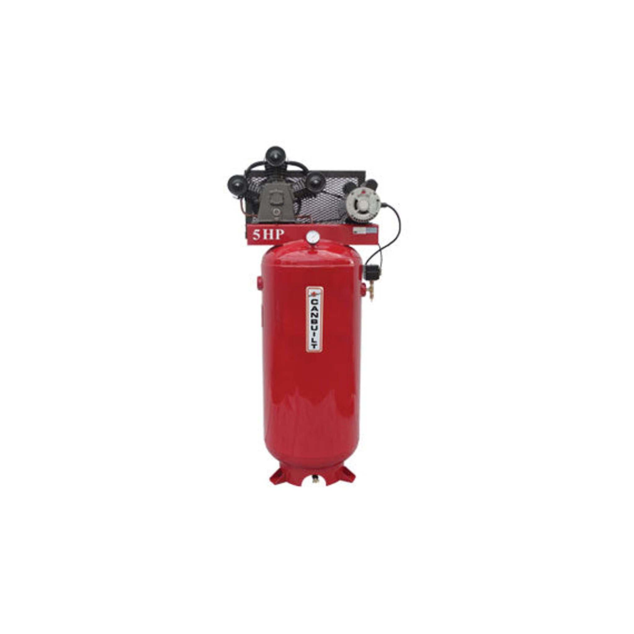 Canbuilt 5 HP Single Stage Air Compressor - 60 Gallon Tank, 18.5 CFM at 100 PSI, Low RPM, 220V, 1 Phase Baldor Industrial Motor - Ideal for Auto Shops, Woodworking & Industrial Applications