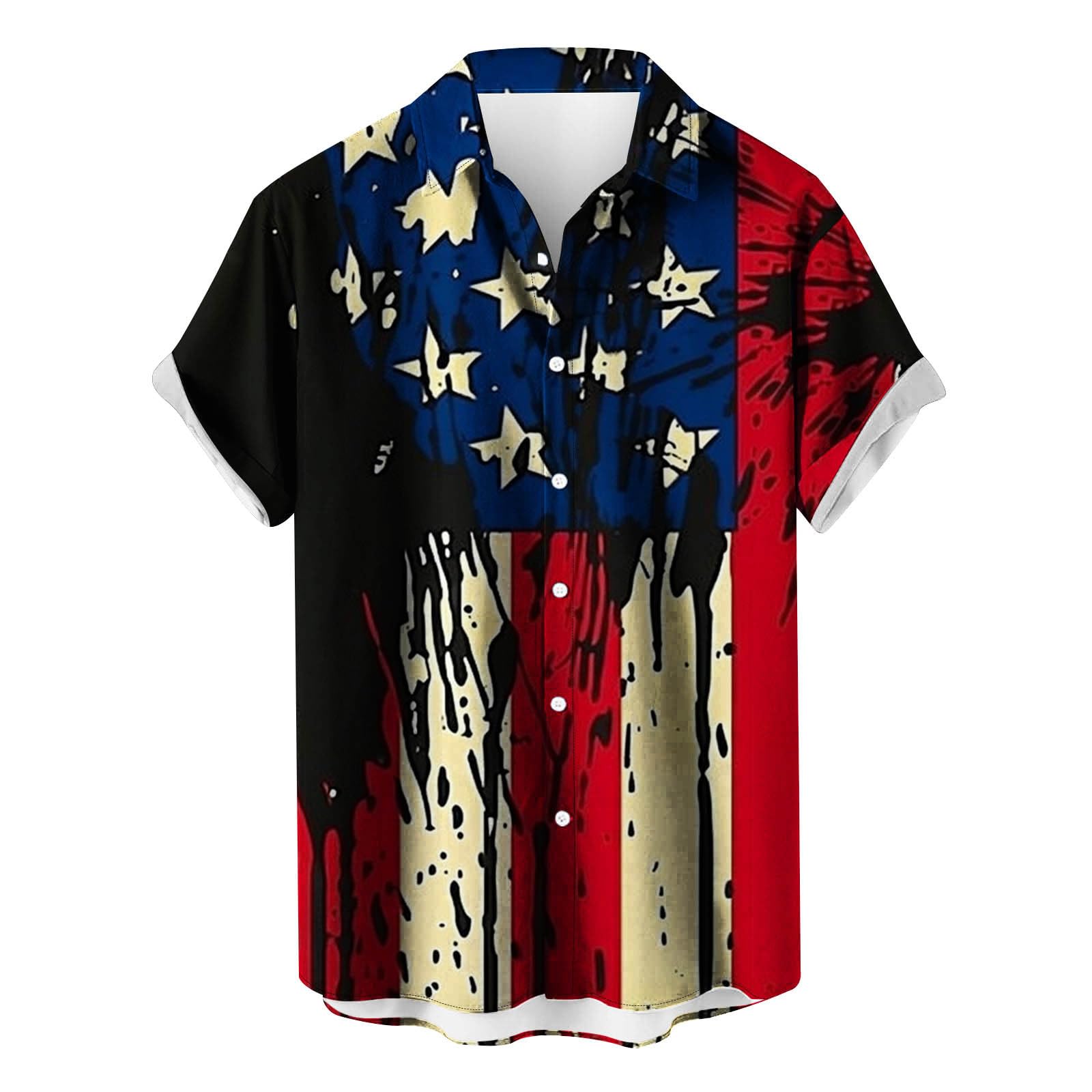 2024 Men's 4th of July Hawaiian Shirts - Short Sleeve Button Down Beach Shirts for Summer, Casual Wear for Dads and Guys - Perfect for Patriotic Parties, BBQ Gatherings & Tropical Vacations