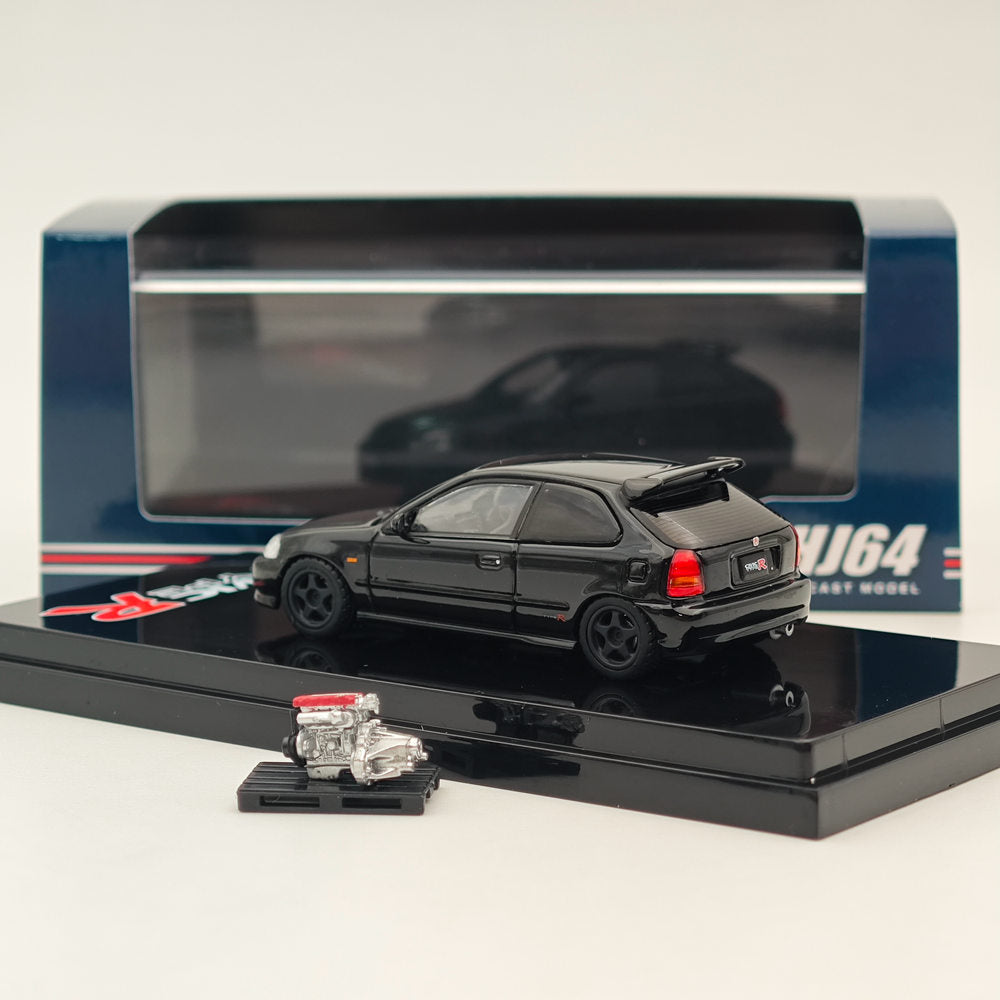 1/64 Honda Civic Type R (EK9) Custom Diecast Car with Engine - Limited Edition Collectible Model - Perfect for Car Enthusiasts & Gift Giving - Display, Racing Scenes & Toy Collection