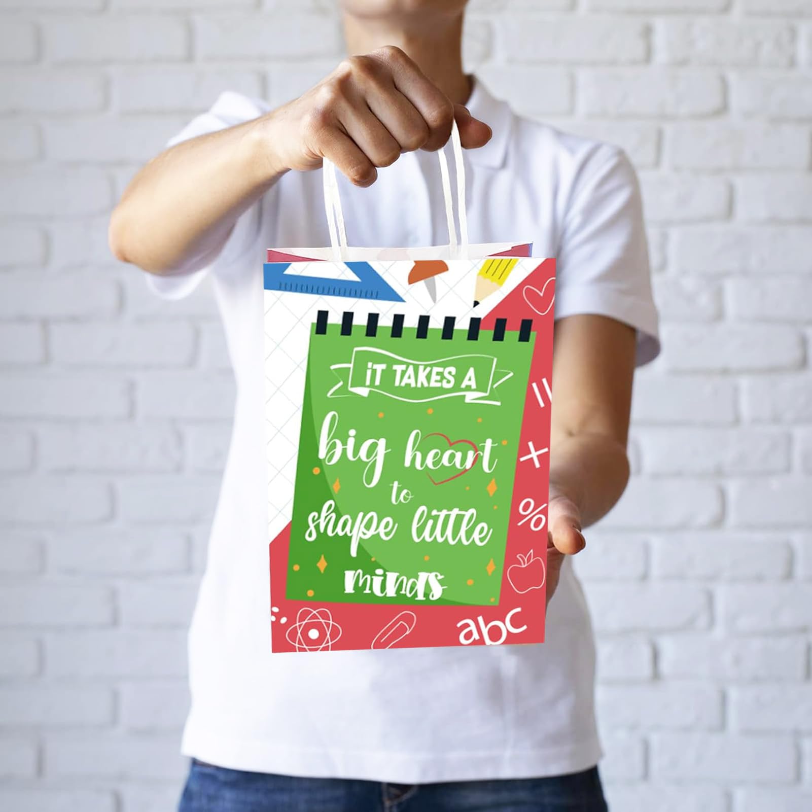 16 Pcs Teacher Appreciation Gift Bags with Candy & Chocolate - Best Teacher Ever Thank You Gifts for Office Party, Back to School, Graduation, Christmas & Farewell - Cute Goodie Bags for Classroom Decor & Celebrations