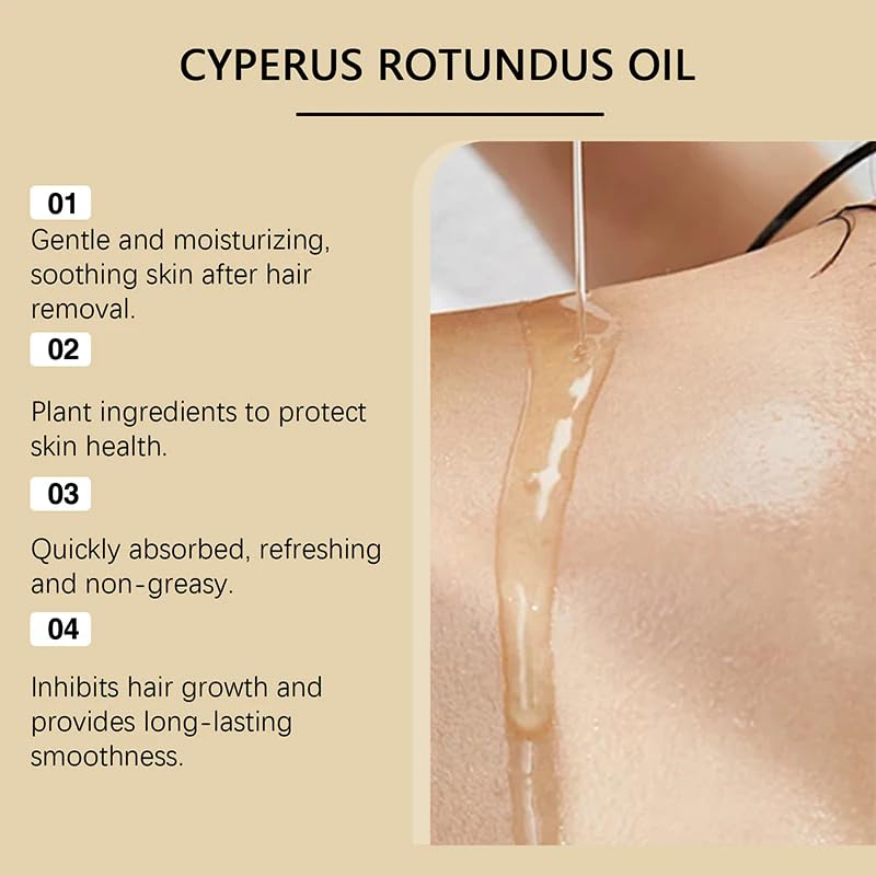 Pure Organic Cyperus Rotundus Oil for Hair Removal - 100% Natural & Effective Body Hair Growth Reduction - 2PCS Set - Perfect for Smooth Skin Care & DIY Beauty Treatments