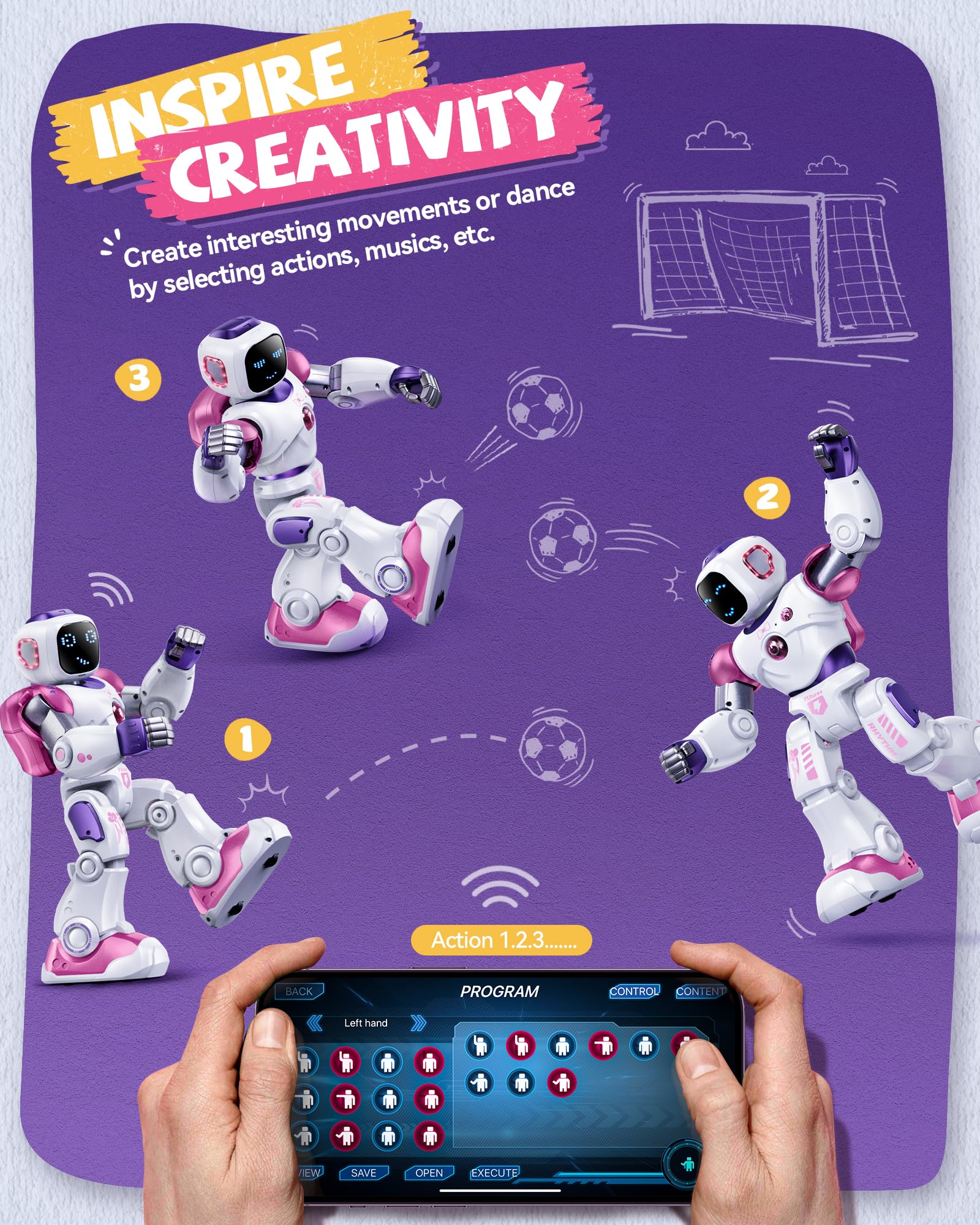 Ruko 1088 Smart STEM Programmable Robot Toy for Kids Ages 4-9 - Interactive RC Robot with Voice & App Control, Educational Gift for Boys & Girls (Pink) | STEM Learning, Birthday Gifts & Interactive Playtime