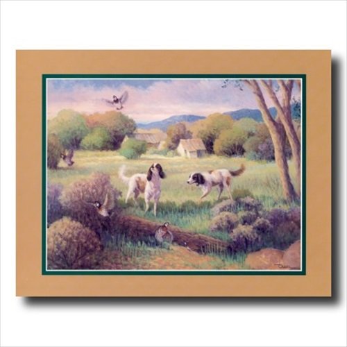 Premium Framed Dog Hunting Birds Quail Wall Art Print - Wildlife Animal Decor for Living Room, Office & Cabin