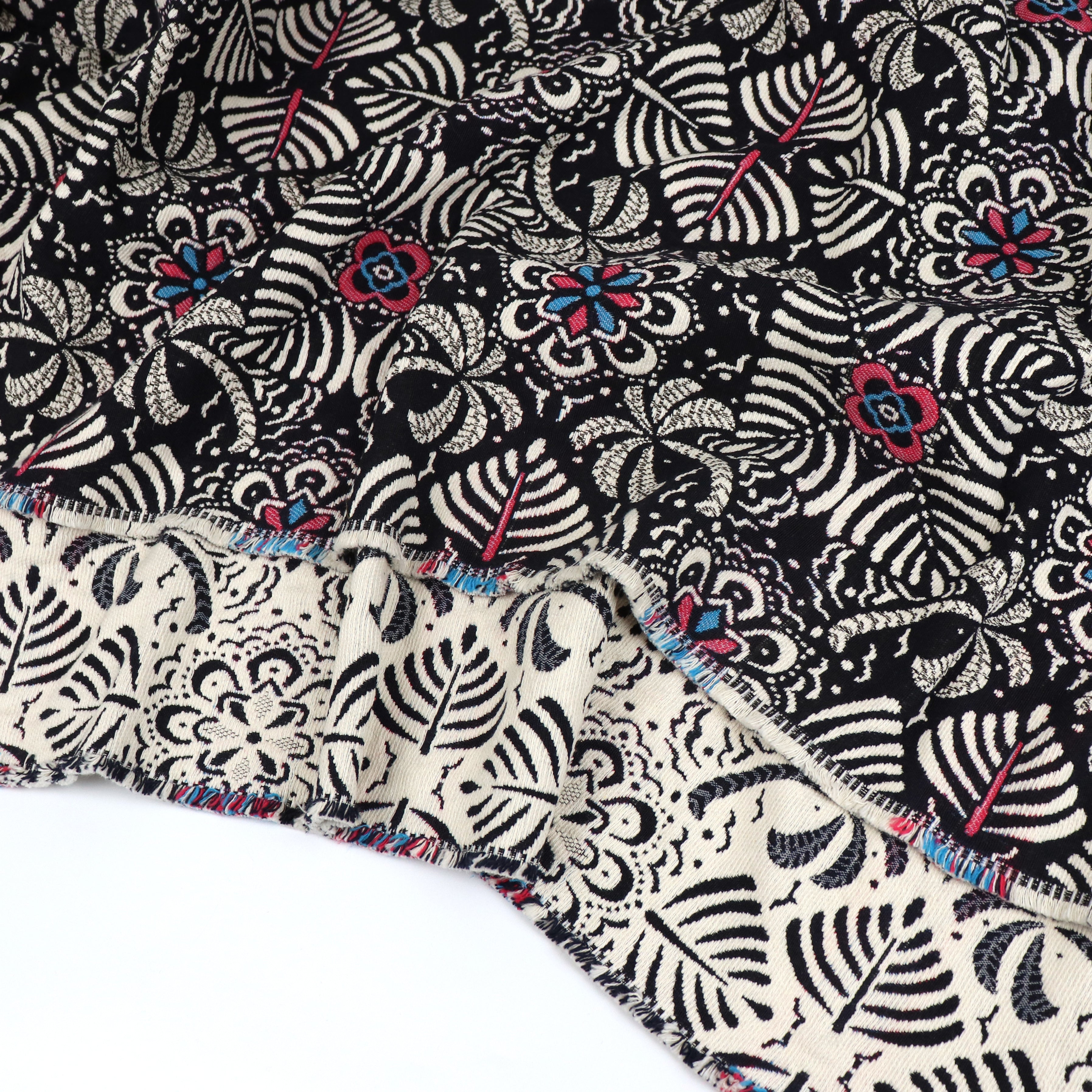 Eco-Friendly Jacquard Fabric with Recycled Fibers - Tropical Twilight Design | Sew Me Sunshine Exclusive | Perfect for Upholstery, Curtains & DIY Fashion Projects