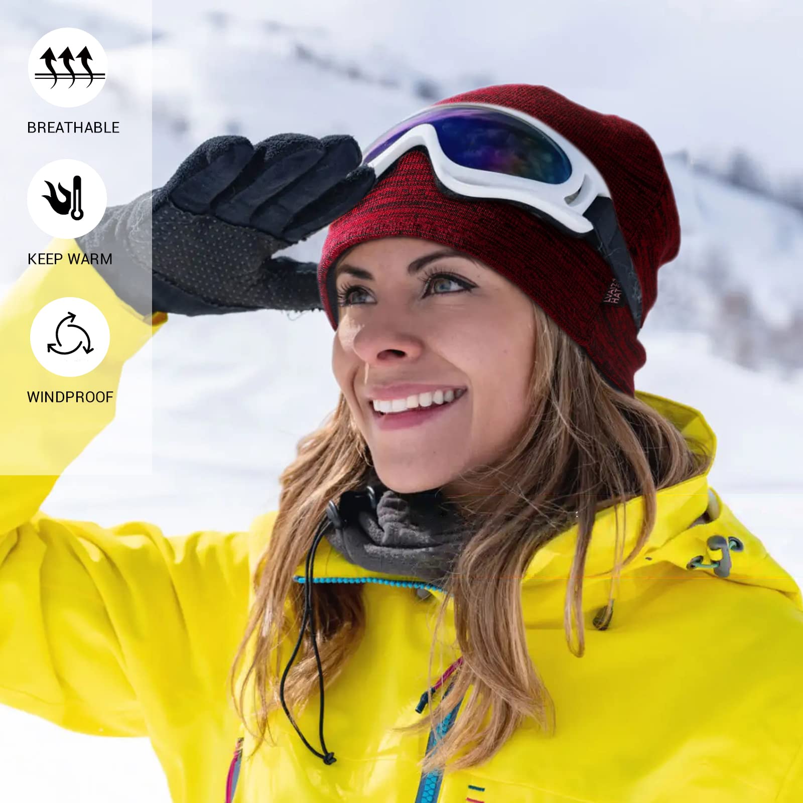 Men's Winter Fleece Beanie - Reversible Windproof Skull Cap for Women | Cold Weather & Outdoor Activities