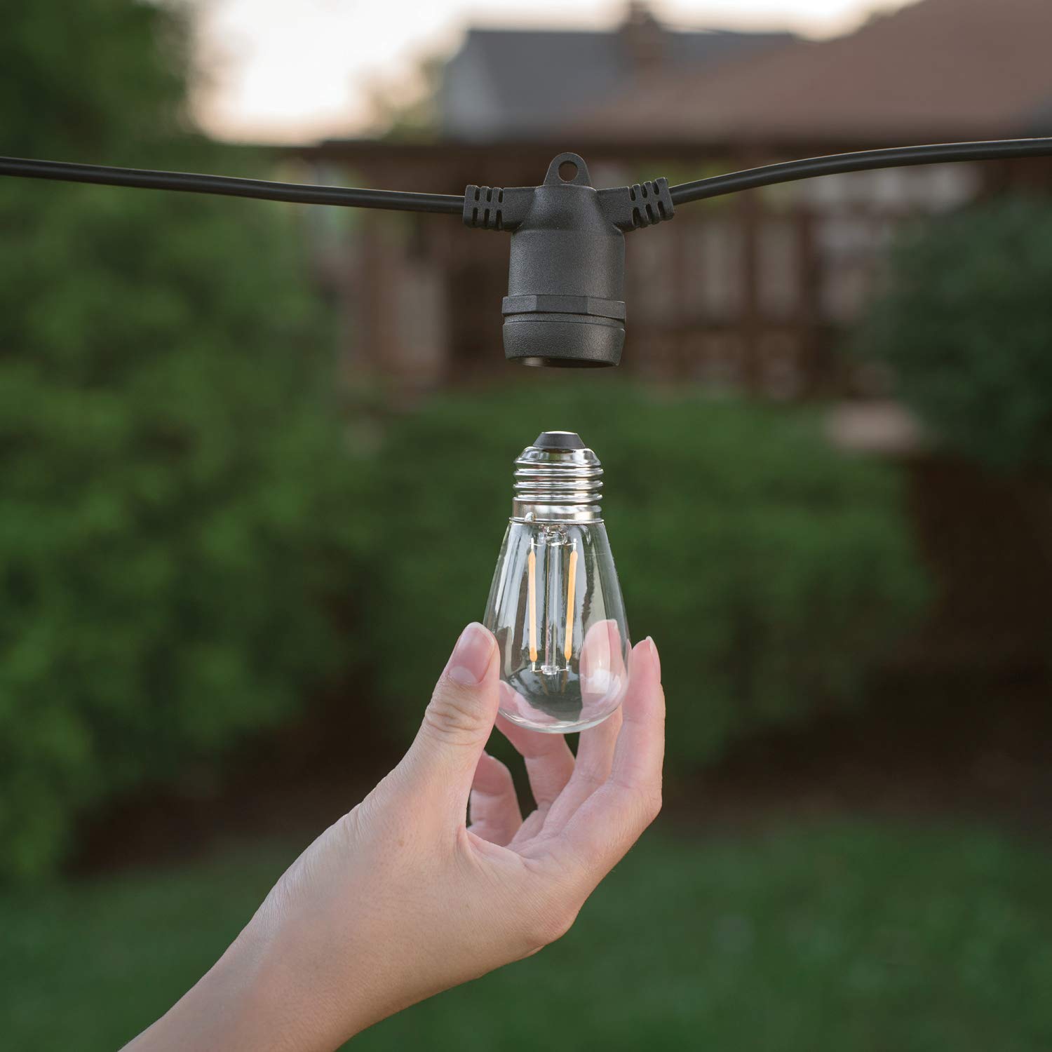 Beams S14 Solar LED String Lights - 27ft Weatherproof Outdoor Lights for Patio, Garden, Backyard & Deck - Black (Ideal for Parties, Weddings & Landscape Lighting)