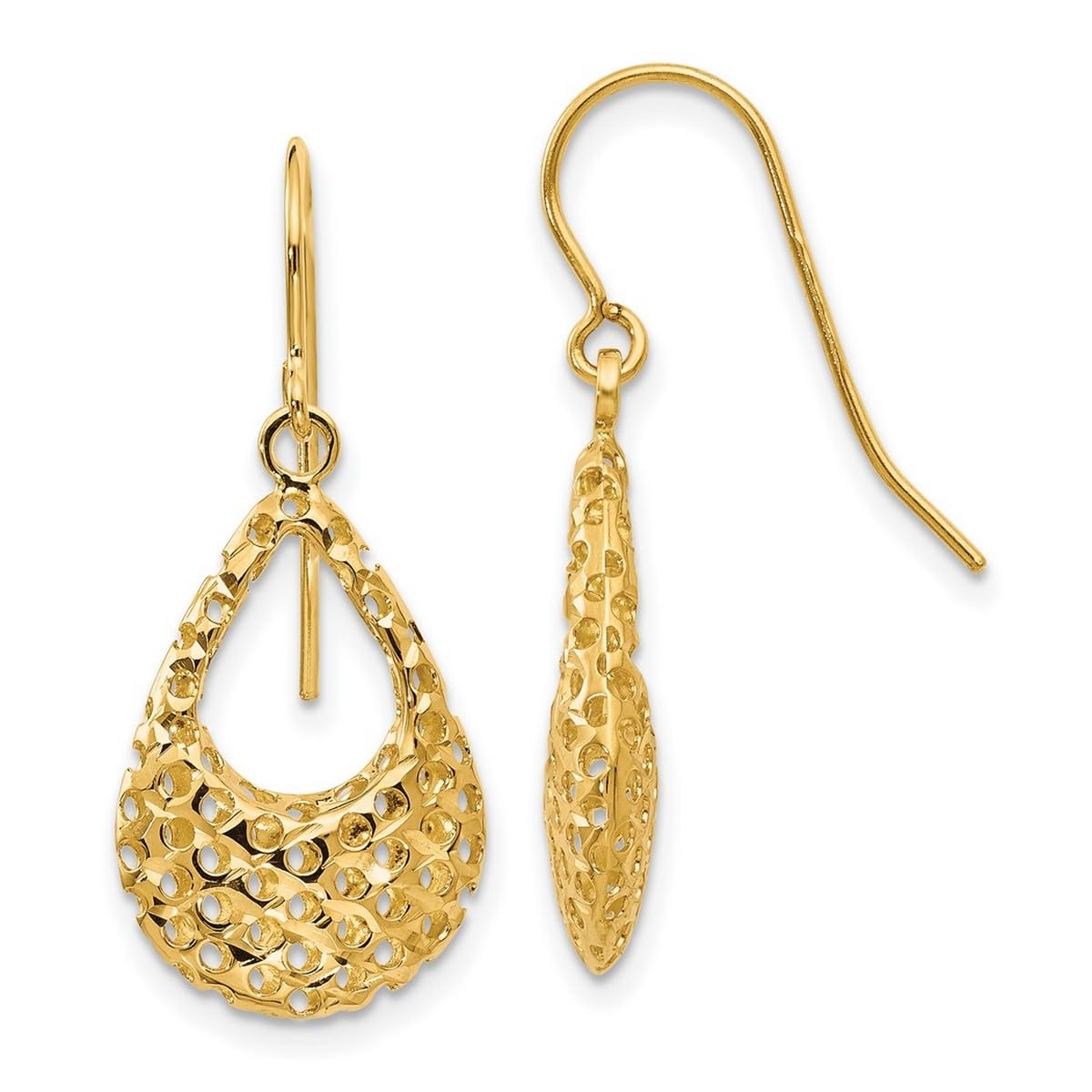 14K Yellow Gold Shepherd Hook Earrings 28x12mm - Elegant Wide Hoop Earrings for Women | Perfect for Weddings, Parties & Everyday Wear