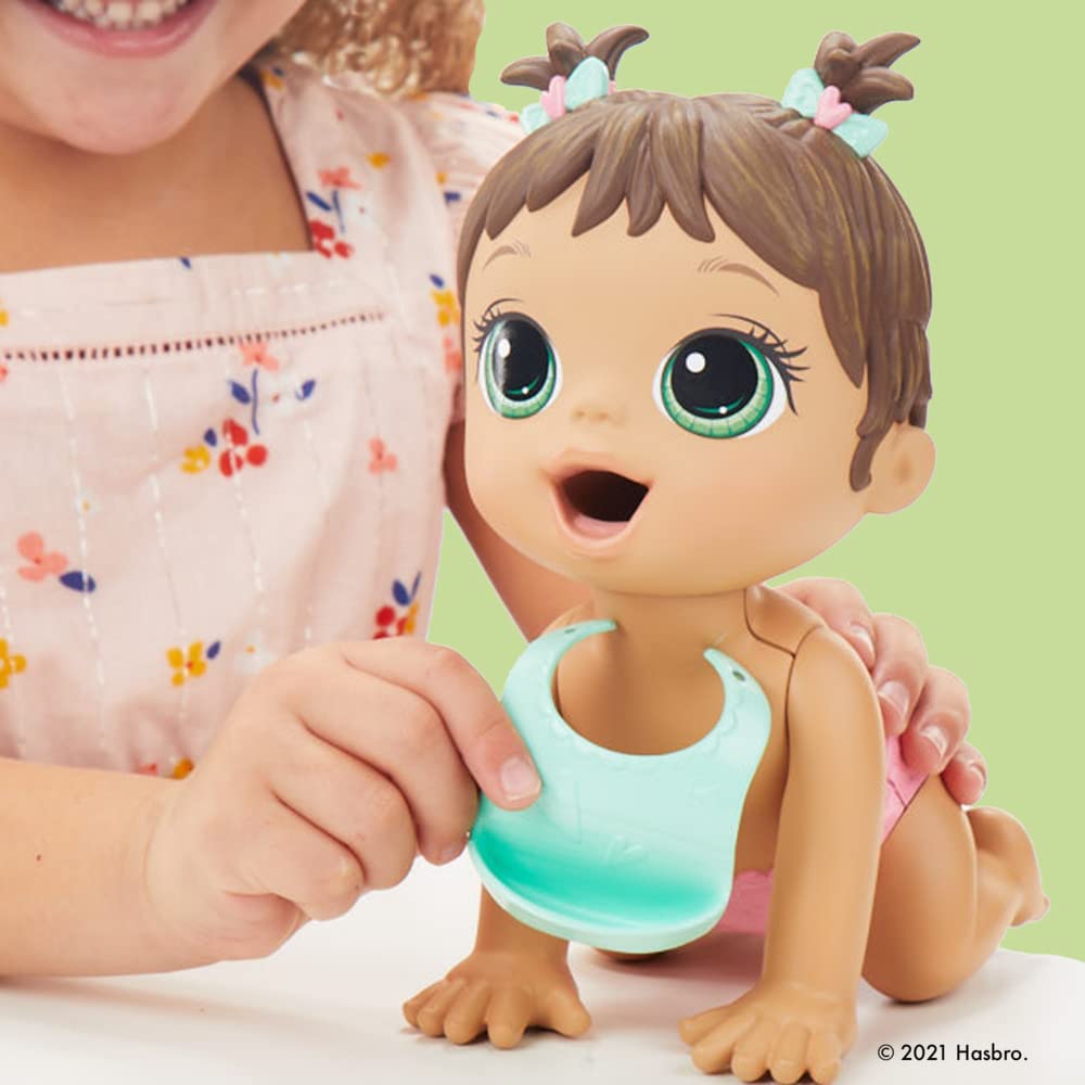 Baby Alive Lil Snacks Brown Hair Interactive Baby Doll - Fun Pretend Play Toy for Kids, Great Gift for Birthdays & Holidays | Playtime, Role-Playing, Imaginative Games