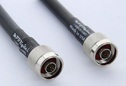 MPD Digital USA Made Andrew Commscope CNT-400 Coaxial RF Cable with N Male Connectors - 55ft for HAM Radio, CB, GPS, RFID - Perfect for Amateur Radio, Communication Systems & Signal Transmission
