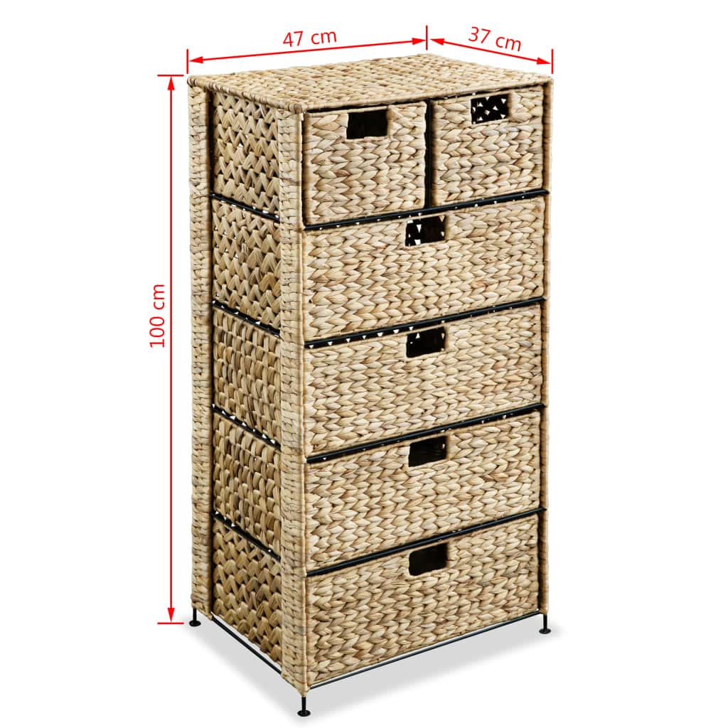 6-Tier Water Hyacinth Storage Basket Organizer - 18.5x14.6x39.4 Inches for Home, Office & Garage Organization - Perfect for Toys, Tools, Blankets & Clutter Control