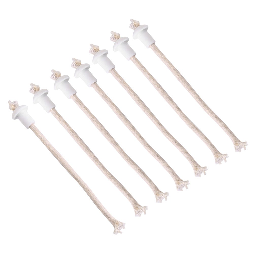 7Pcs Heat-Resistant Kerosene Lamp Wicks - Cotton Core Oil Lantern Wick Replacement with Ceramic Holder for Wine Bottle Torch, Outdoor Camping & Emergency Lighting