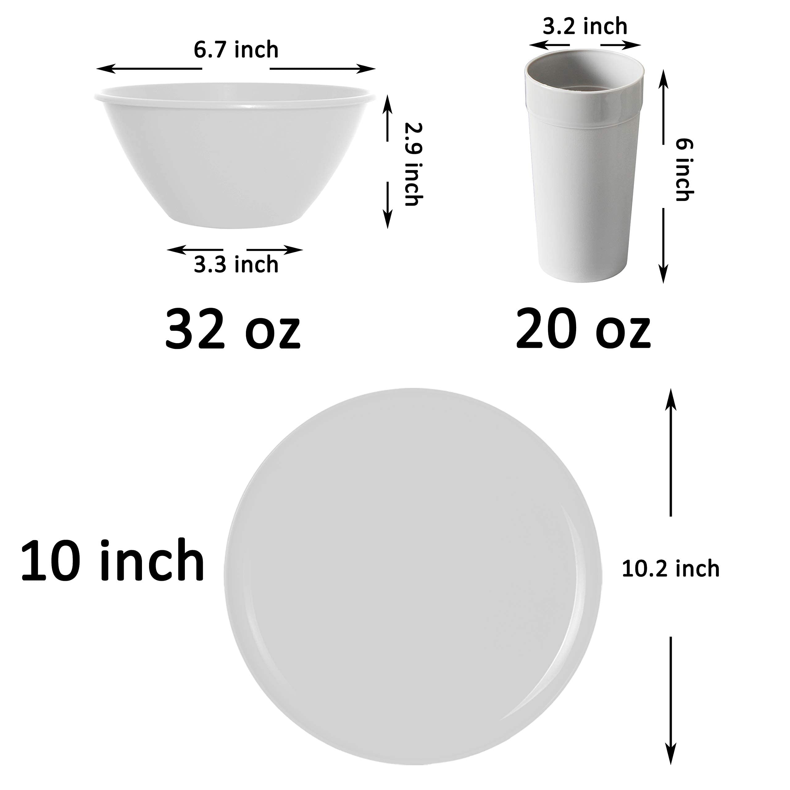 Youngever 18-Piece Plastic Dinnerware Set for Kitchen - 6 Plates, 6 Bowls, 6 Cups - Durable & Lightweight BPA-Free Tableware (Grey) - Perfect for Outdoor Picnics, Camping, and Everyday Family Meals
