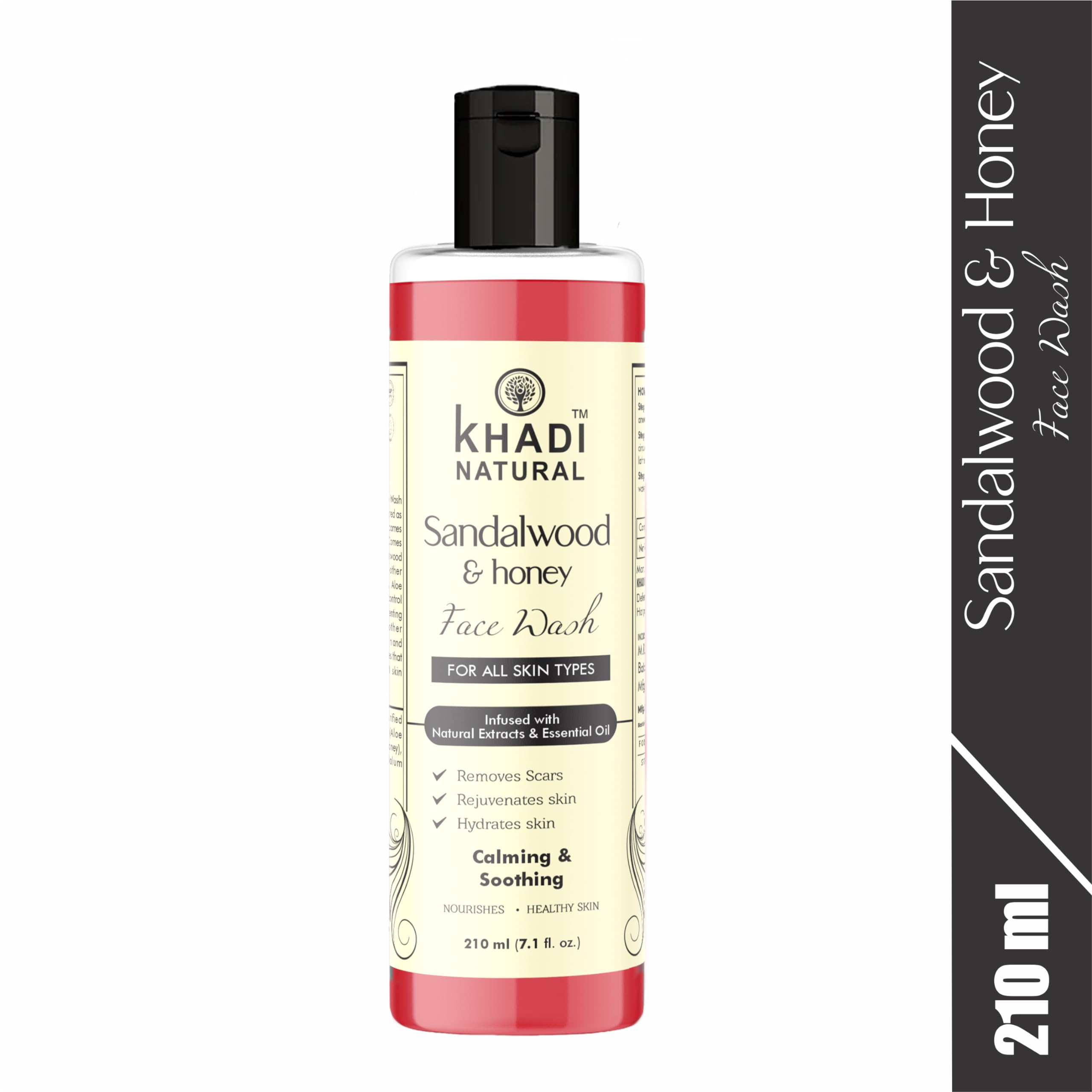 Khadi Natural Sandalwood Honey Face Wash 210ml - Nourishing & Soothing Facial Cleanser for Dry & Sensitive Skin | Gentle Daily Cleansing with Ayurvedic Ingredients | Perfect for Morning & Night Skincare Routine