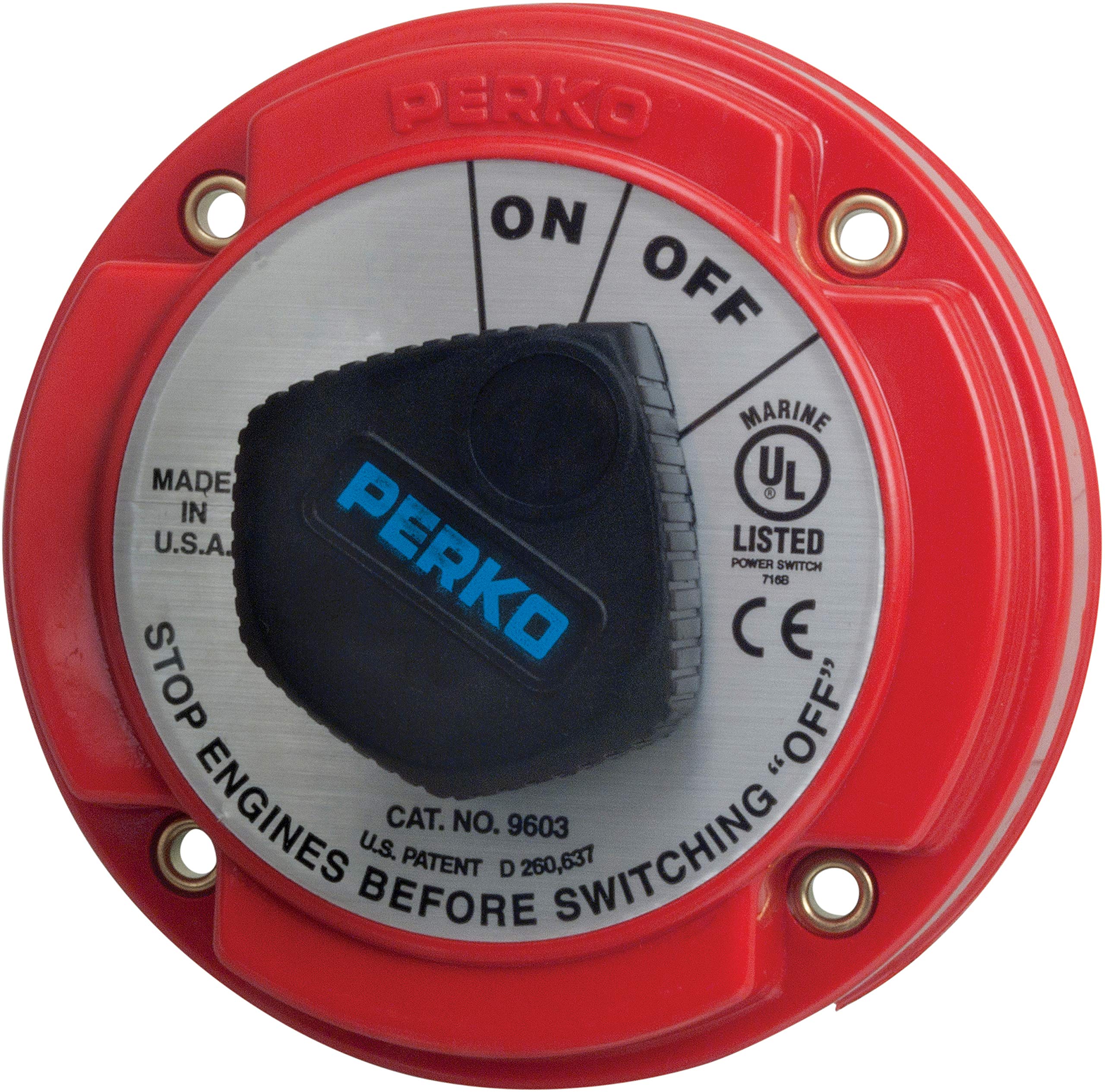 Perko 9603DP Medium Duty Marine Battery Disconnect Switch with Alternator Field Disconnect - Perfect for Boats, RVs & Off-Grid Power Systems