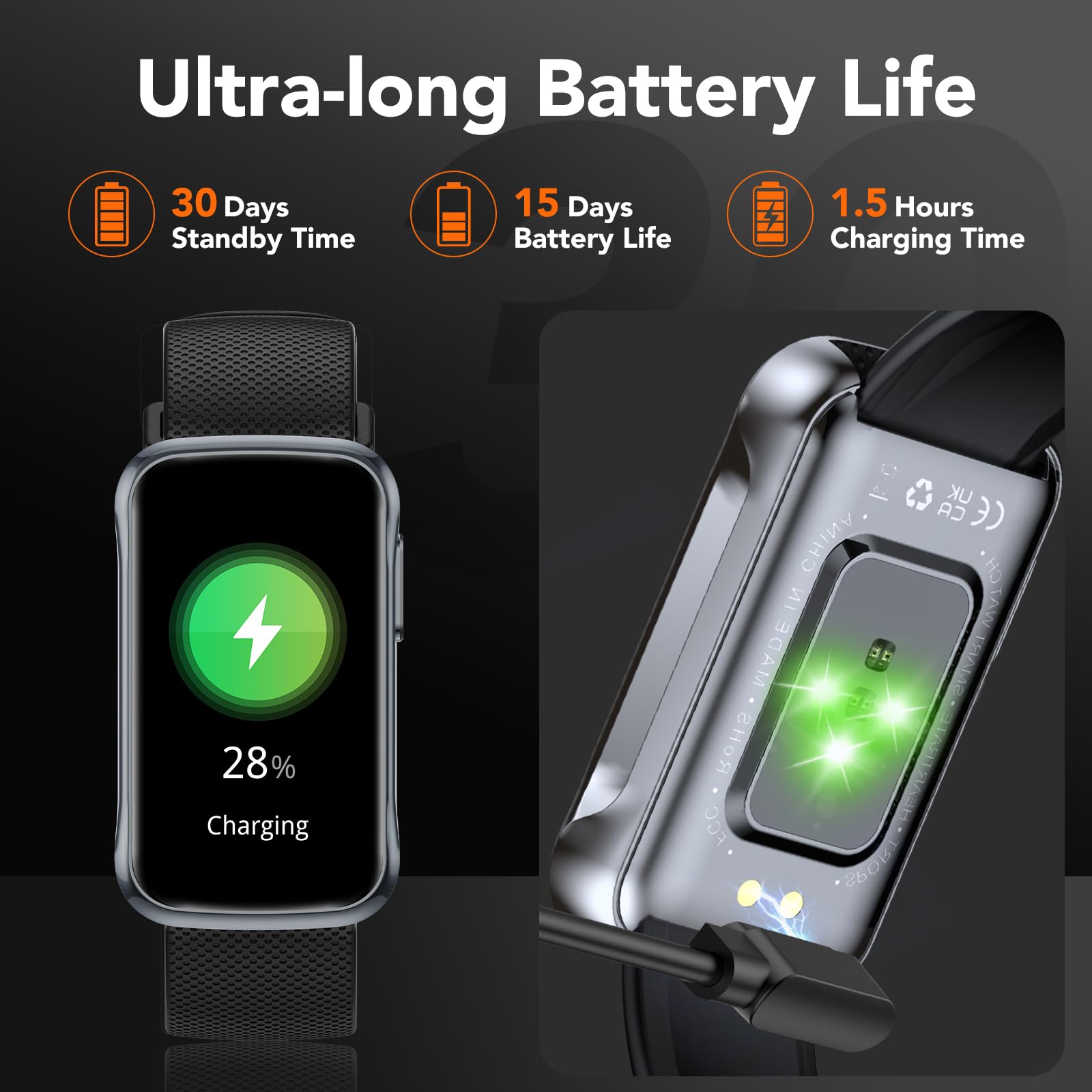 Best Fitness Tracker Watch for Women & Men - 24/7 Heart Rate & Sleep Monitor, 20+ Sports Modes, IP68 Waterproof Smartwatch Compatible with Android/iOS - Perfect for Running, Swimming & Daily Activity Tracking