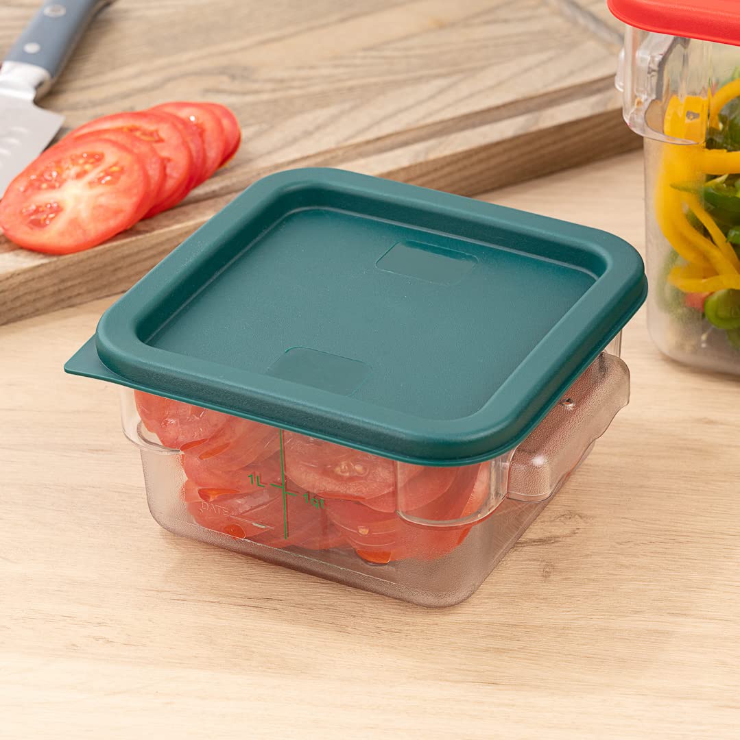 Met Lux 10-Pack Square Food Storage Container Lids - Green Plastic, Dishwasher & Freezer Safe - Replacement Lids for Marinating & Meal Prep Containers (Containers Sold Separately) - Ideal for Restaurant, Catering & Home Kitchen Organization
