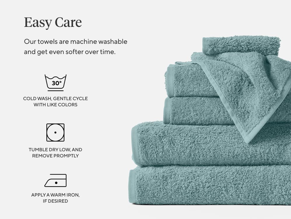 Coyuchi Air Weight Organic Cotton Towels Set of 6 - Ultra Soft Bath Towels for Spa, Gym & Beach - Shadow Color | Eco-Friendly Luxury Bath Linens