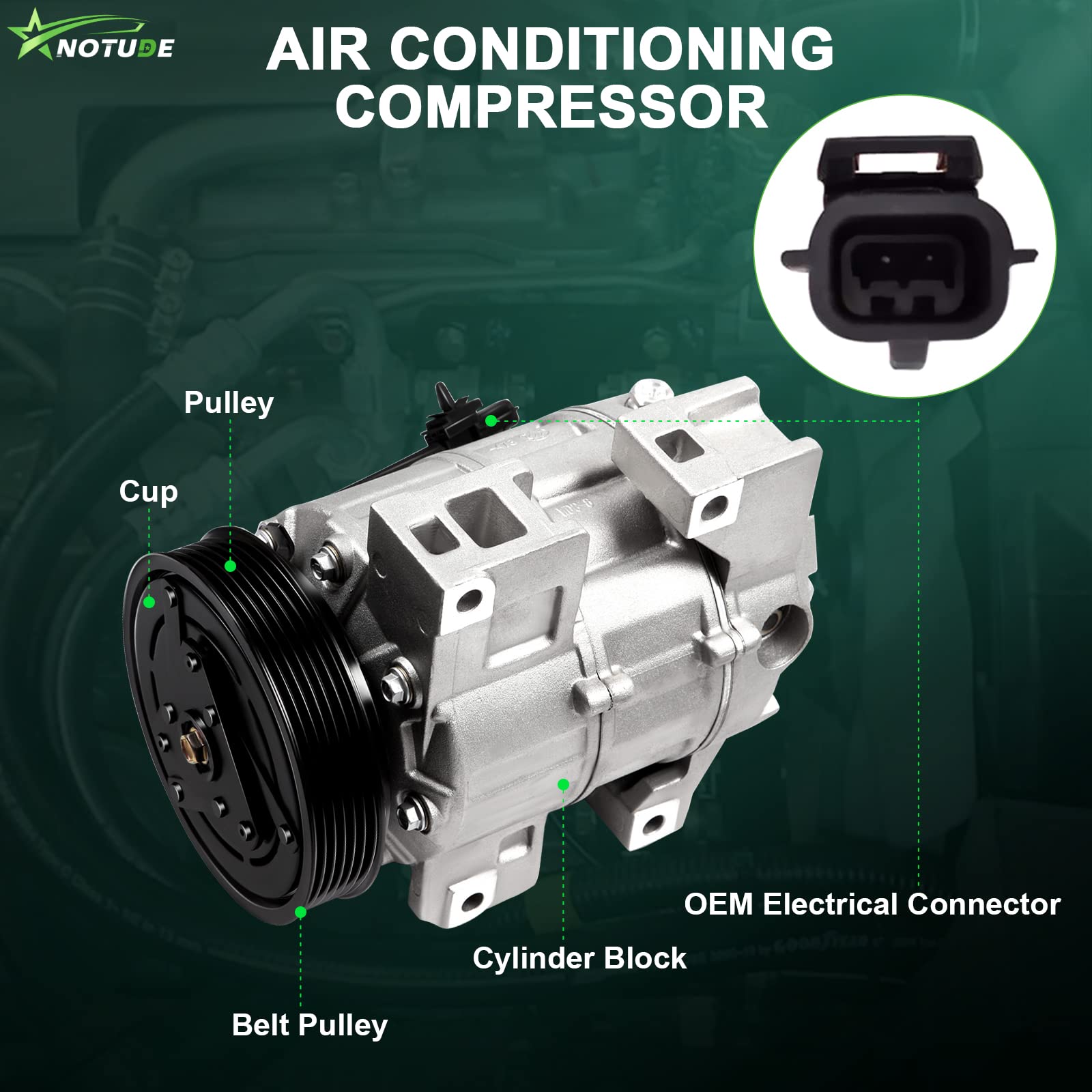 2008-2012 Al-tima 2.5L 2-Door Coupe AC Compressor with Clutch (Part# 10886C) - Replacement for Air Conditioning System, Perfect for Summer Cooling & Road Trips