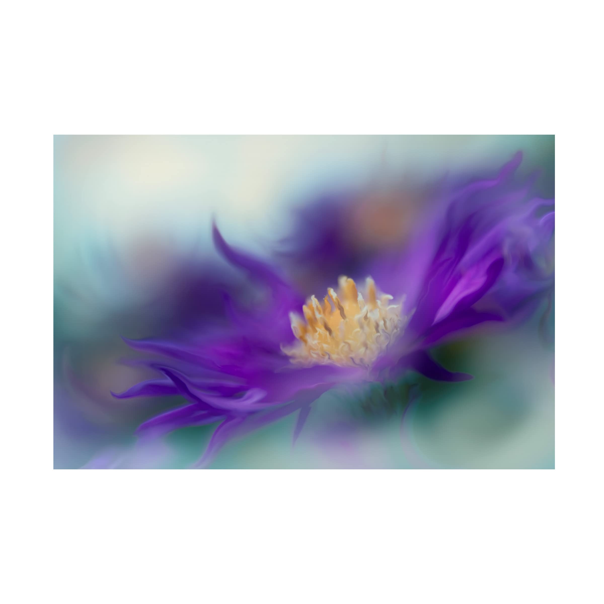 Gillian Hunt 'Gold And Purple in the Mist I' Canvas Wall Art Print - Modern Abstract Painting for Living Room, Bedroom & Office Decor