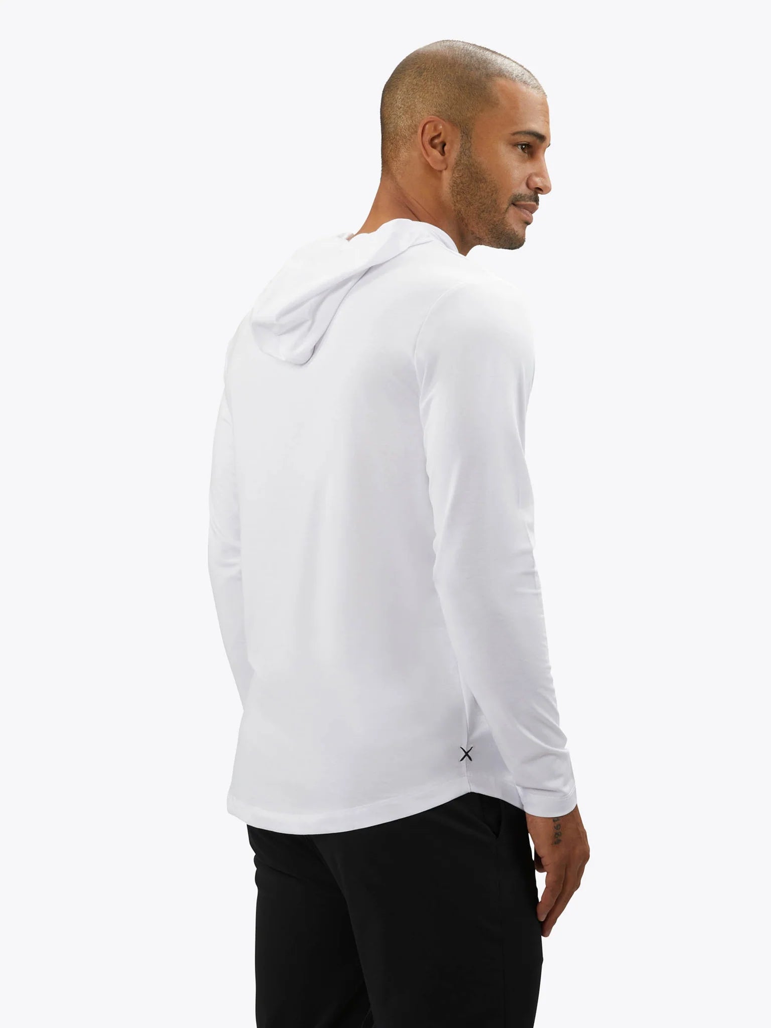 Stylish AO Long Sleeve Hooded T-Shirt with Curved Hem | Women's Fashion Top for Casual Wear, Street Style & Layering