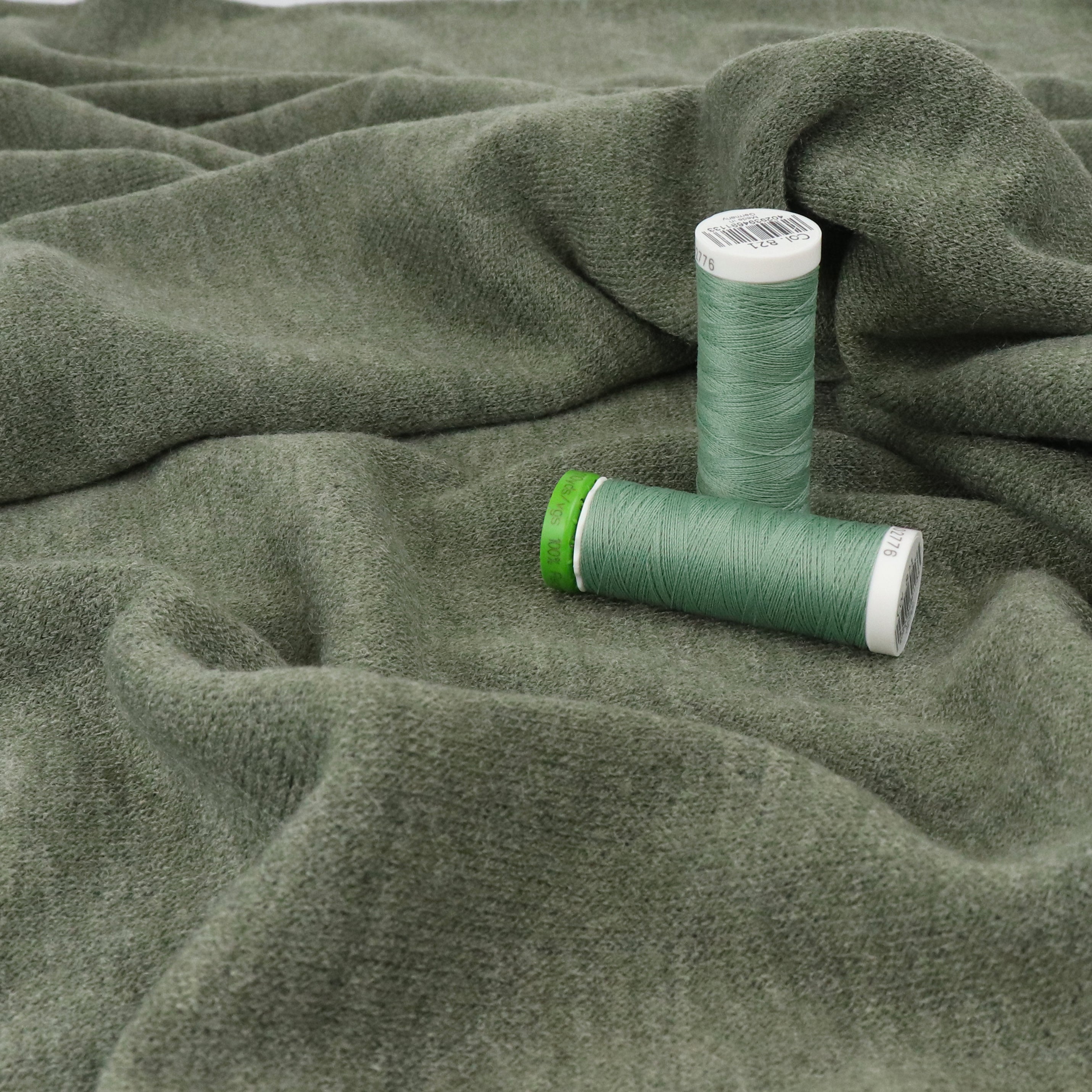 Stylish Viscose Blend Sweater Knit Fabric - Melange Olive Green - 49cm Wide - Perfect for DIY Fashion, Home Decor & Craft Projects