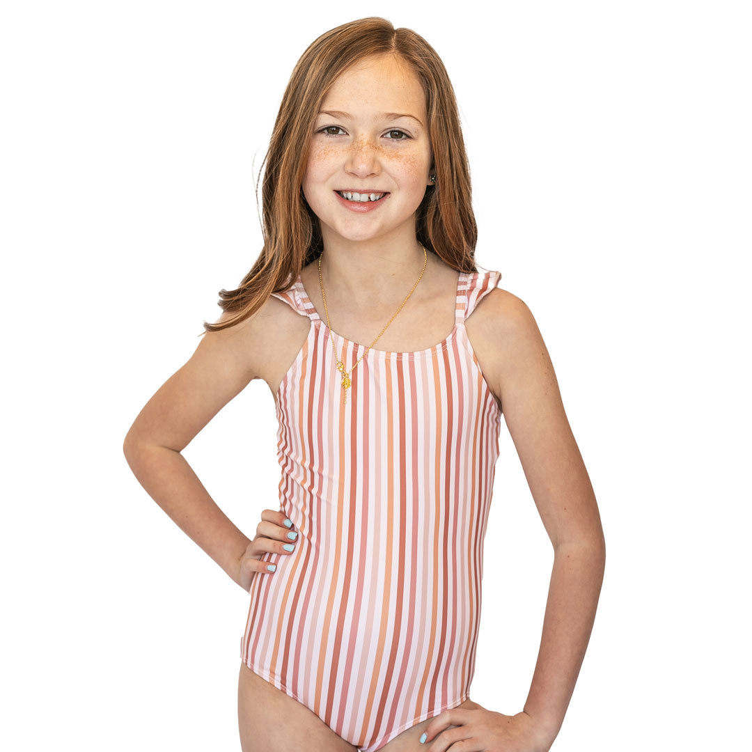 Girls Ruffle Strap One Piece Swimsuit - Cute Swimwear for Toddler & Kids - Perfect for Beach, Pool & Summer Vacations