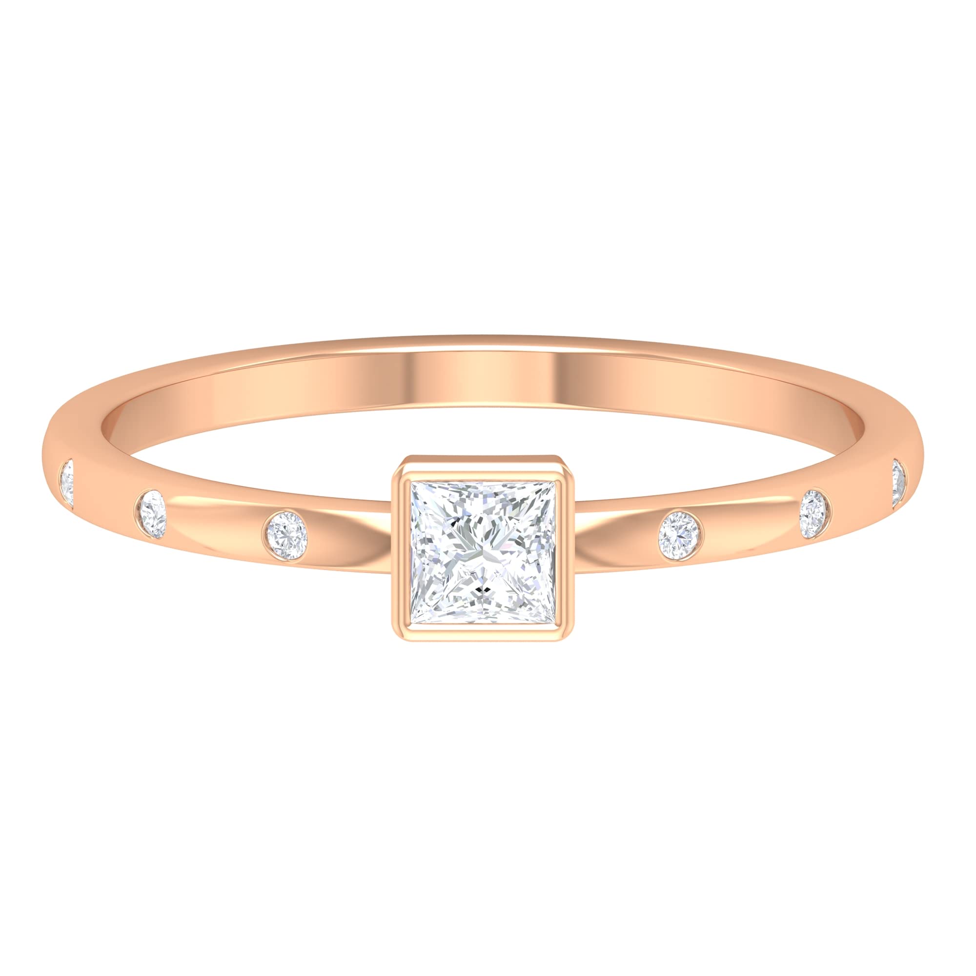 1/4 CT Diamond Promise Ring for Women - 14K Solid Gold Bezel Set Solitaire Ring with April Birthstone | Perfect for Engagements, Anniversaries & Special Occasions