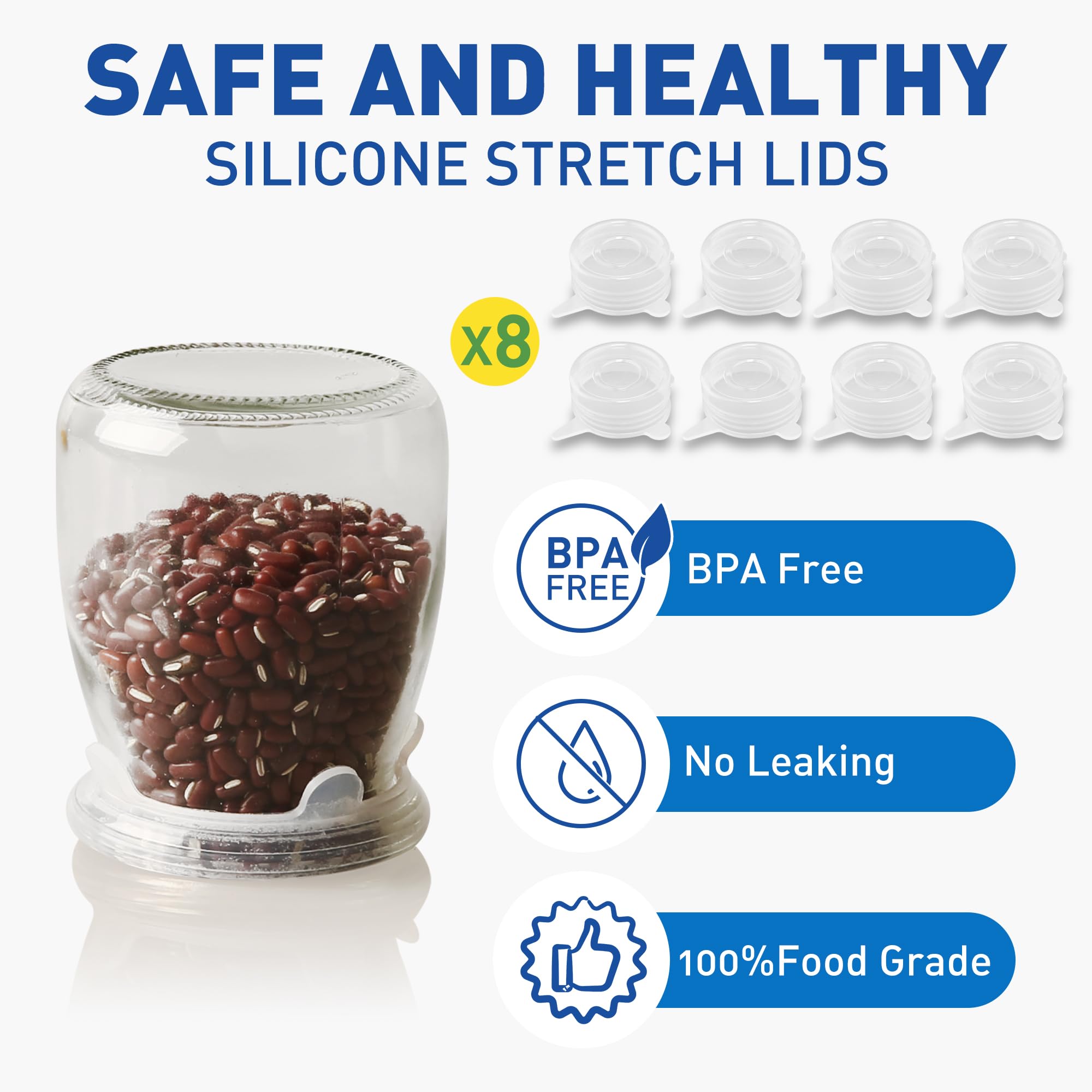 Extra Small Silicone Stretch Lids (2 Inch) - Reusable Food-Grade Silicone Jar Covers for 2-2.4 Inch Containers - Perfect for Yogurt Jars, Milk Bottles & Cans - 8 Pack - Ideal for Meal Prep, Baby Food Storage & Kitchen Organization
