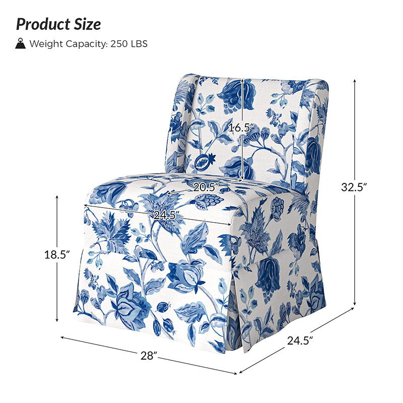 Ellmar Slipper Chair with Washable Slipcover & Solid Wood Legs - Comfortable Accent Chair for Living Room, Bedroom or Office - Perfect Reading Chair & Lounge Seat for Small Spaces