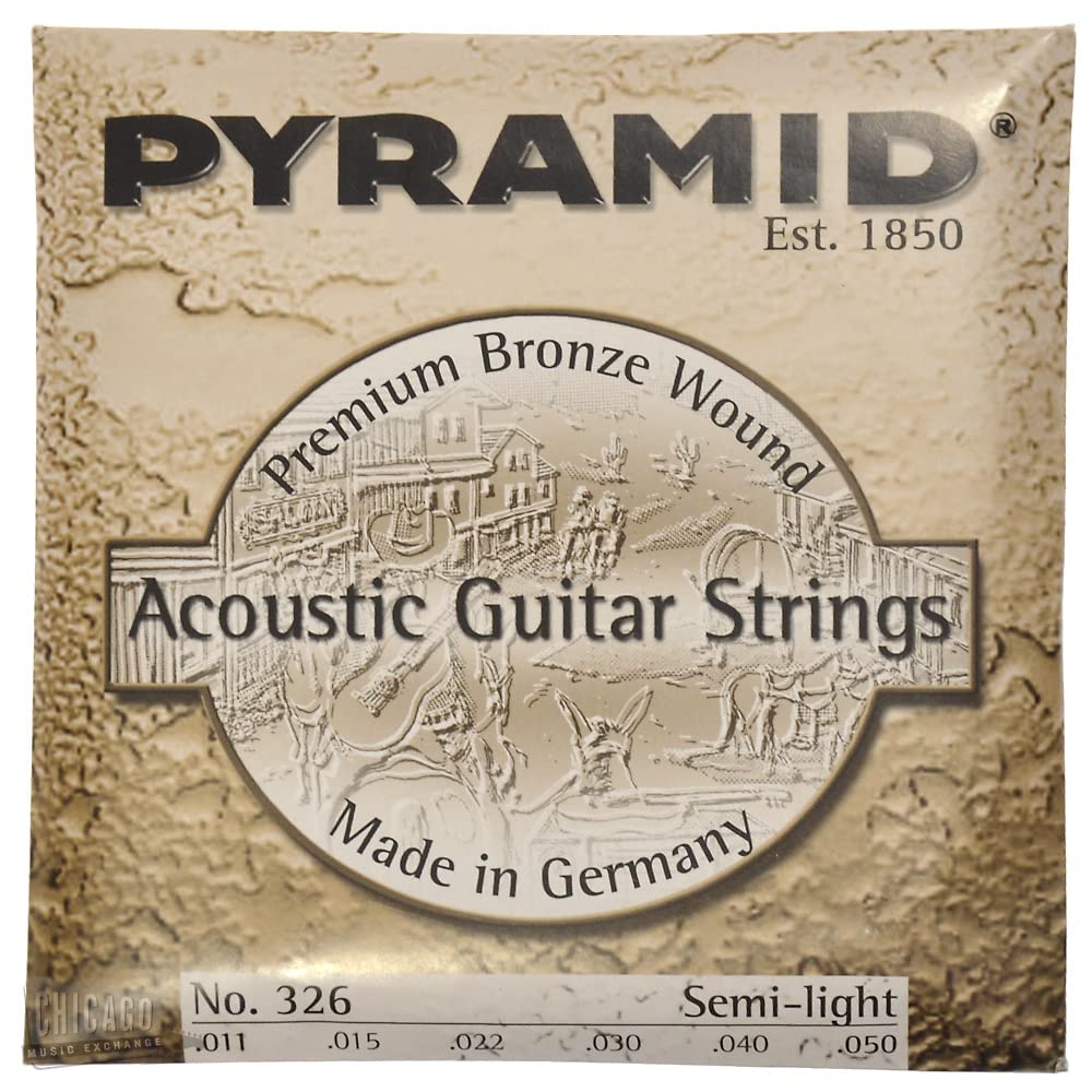 Premium Phosphor Bronze Acoustic Guitar Strings 11-50 - Pyramid Semi-Light Model 326 100 | Warm Balanced Tone for Folk, Blues & Fingerstyle Playing