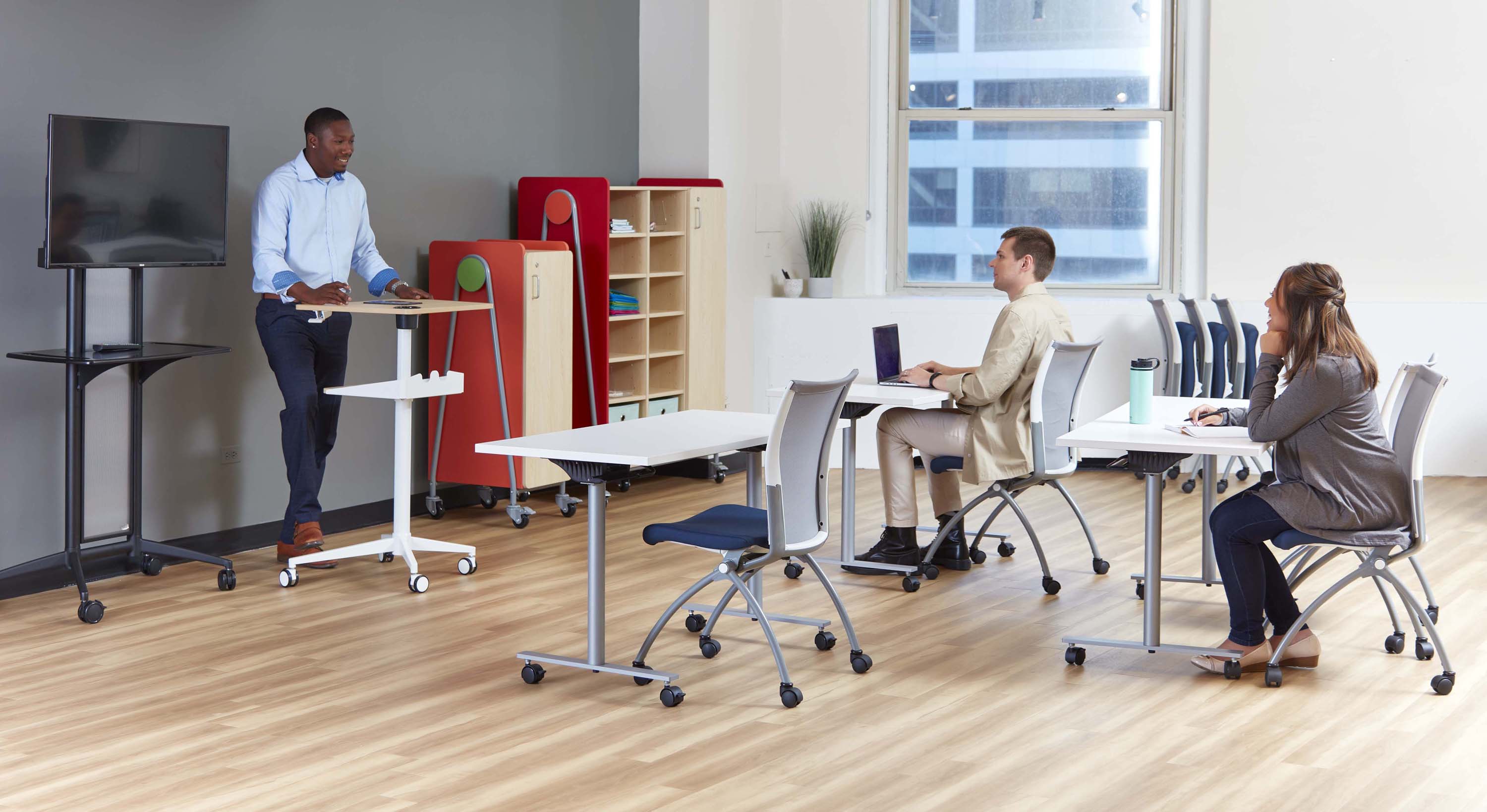 Safco JURNI 60 x 24 Inch Flip Top Table with Locking Casters [JN6024NFLPCA] - Perfect for Office, Classroom, and Home Workspace Use