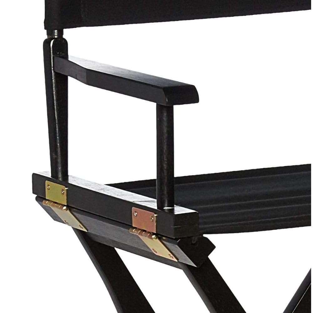 30-Inch Foldable Director’s Chair - Solid Wood Bar Height Stool with Black Canvas Seat - Portable Tall Chair for Home, Kitchen, Counter, Patio & Events - Sturdy Black Frame - Perfect for Outdoor Dining, Camping & Picnics