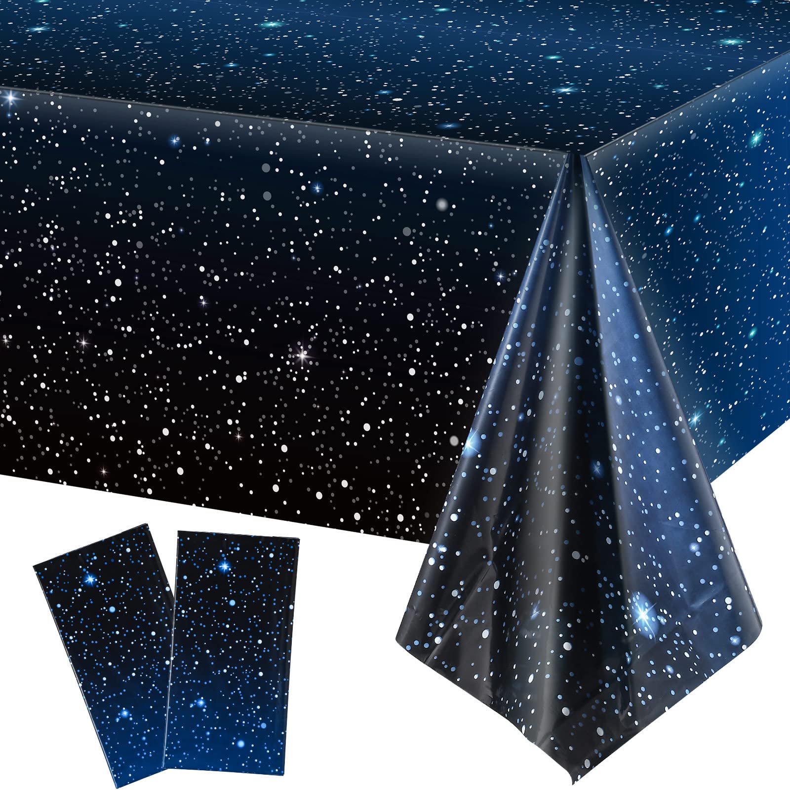 Starry Night Galaxy Tablecloth - 54 x 108 Inch Plastic Space Theme Table Cover (2-Pack) for Birthday Parties, Home Decor & Cosmic Themed Events | Durable, Washable & Decorative