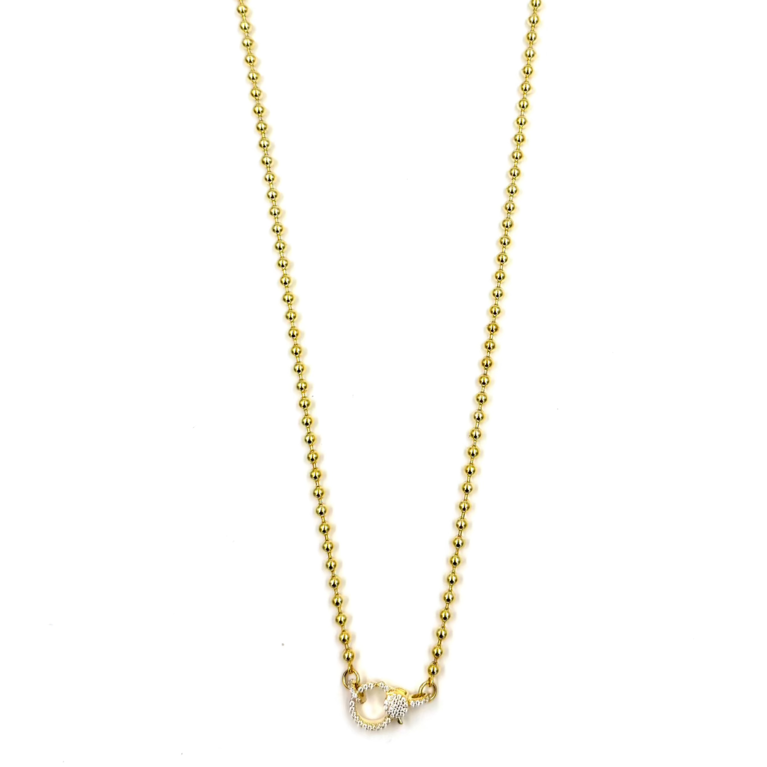 Ashley Gold Sterling Silver Gold Plated Ball Chain Necklace with CZ Clasp - Elegant Jewelry for Women, Perfect for Parties, Weddings & Everyday Wear