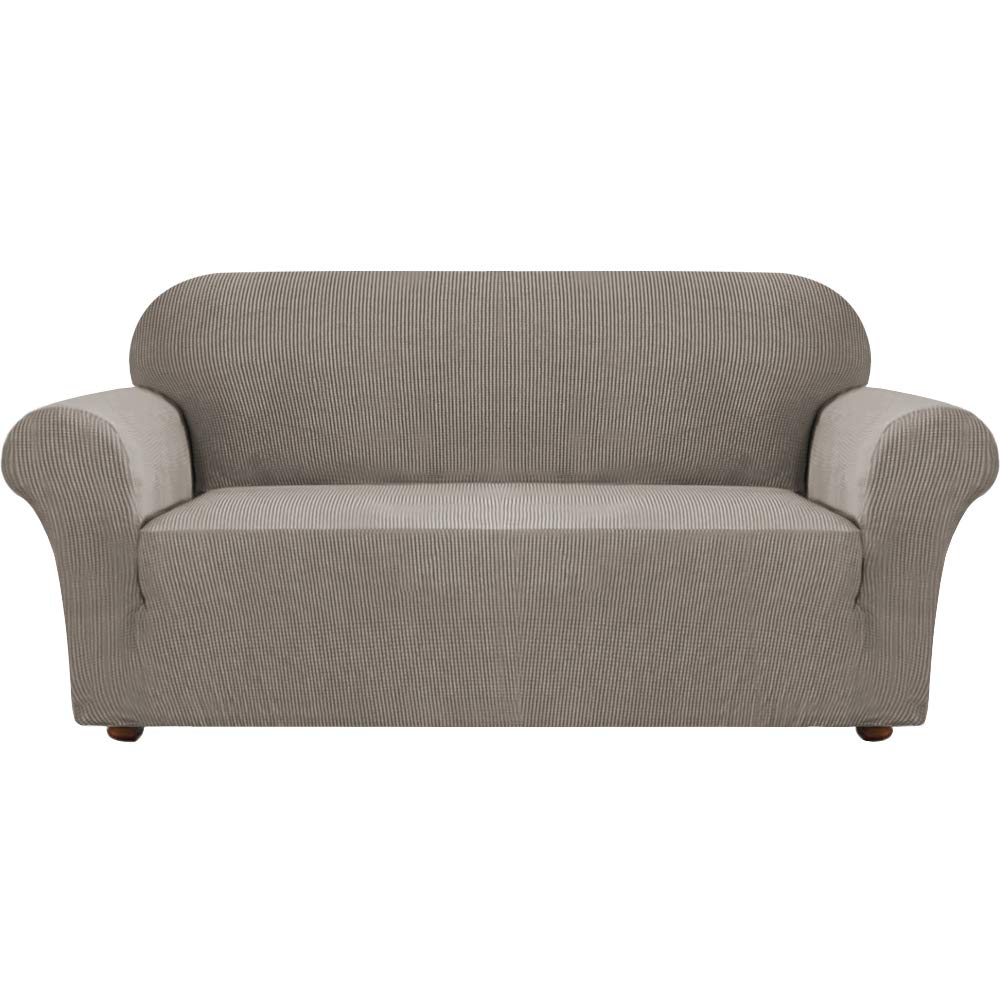 Turquoise Jacquard Stretch Sofa Slipcover - Oversized Elastic Couch Cover for Large Couches, 1-Piece Pet-Friendly Furniture Protector (XL, Taupe) - Perfect for Living Room, Family Room & Pet Owners