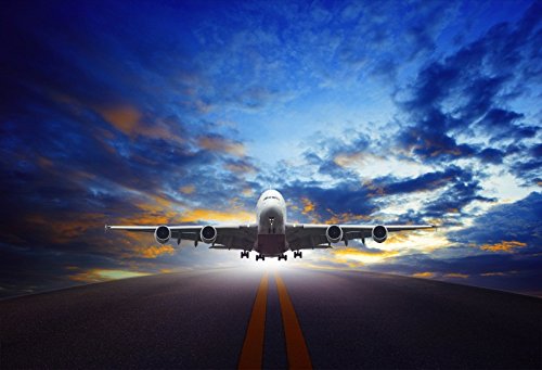 Yeele 10x8ft Airplane Takeoff Photo Backdrop - Aviation Runway Vinyl Background for Photography Studio, Baby Portrait & Video Shoot - Perfect for Birthday Parties, Aviation Themed Events & Home Decor