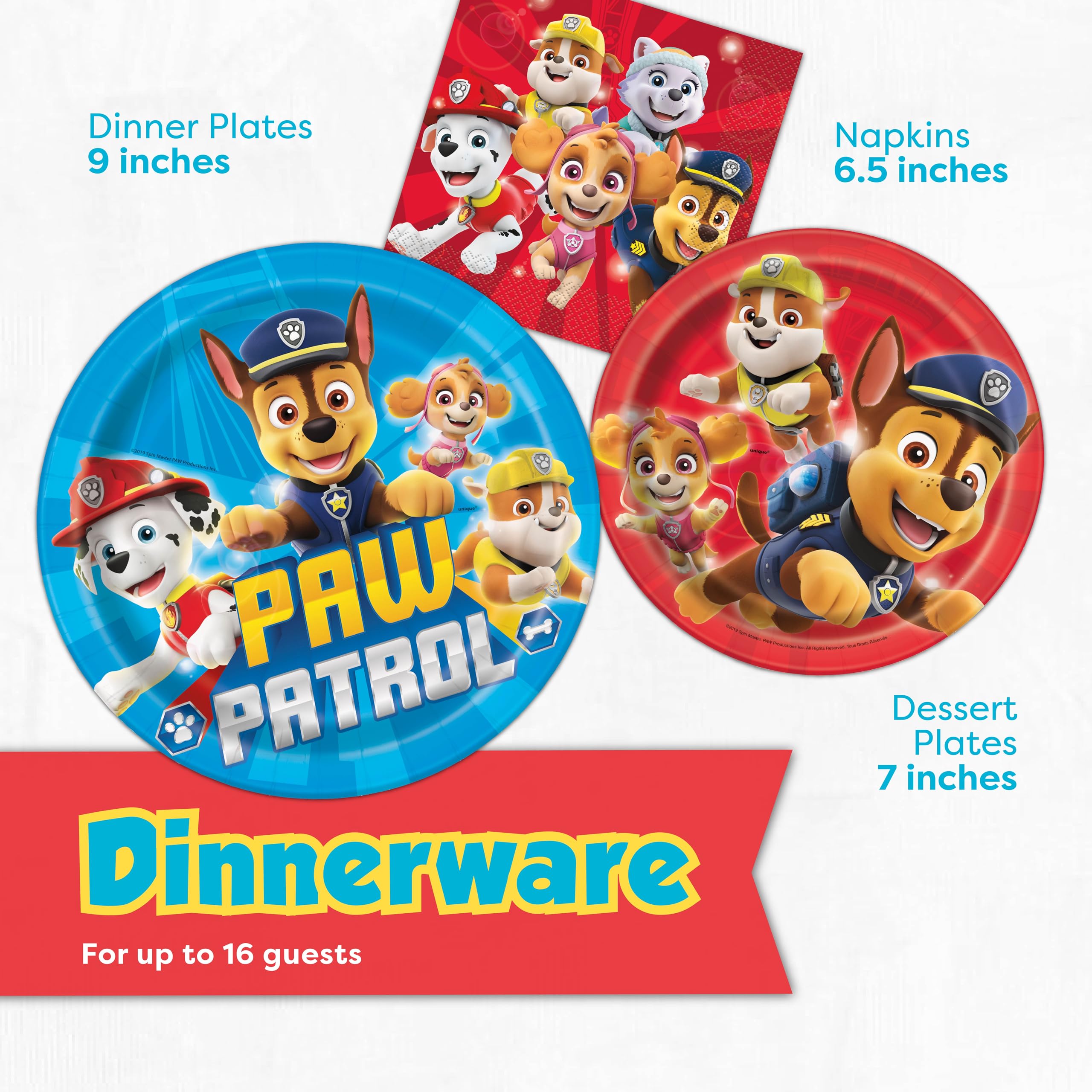 Paw Patrol Birthday Party Decorations Set - Officially Licensed Supplies for 16 Guests | Includes Banner, Tablecloth, Plates, Napkins & Stickers | Perfect for Kids' Birthday Parties, Themed Events & Classroom Celebrations
