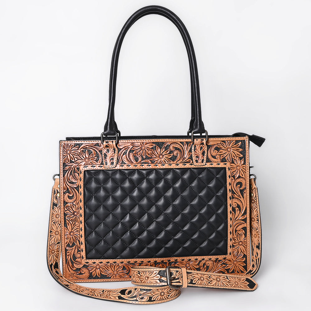 ADBG1671 Genuine Western Leather Tote Bag for Women - Hand Tooled Design - Perfect for Work, Travel & Everyday Use
