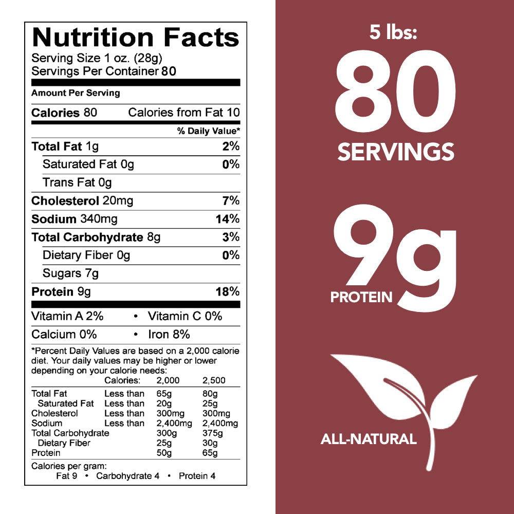 Premium Bulk Teriyaki Brisket Beef Jerky - High Protein, Low Fat, Gluten-Free Snack for Hiking, Camping & Road Trips