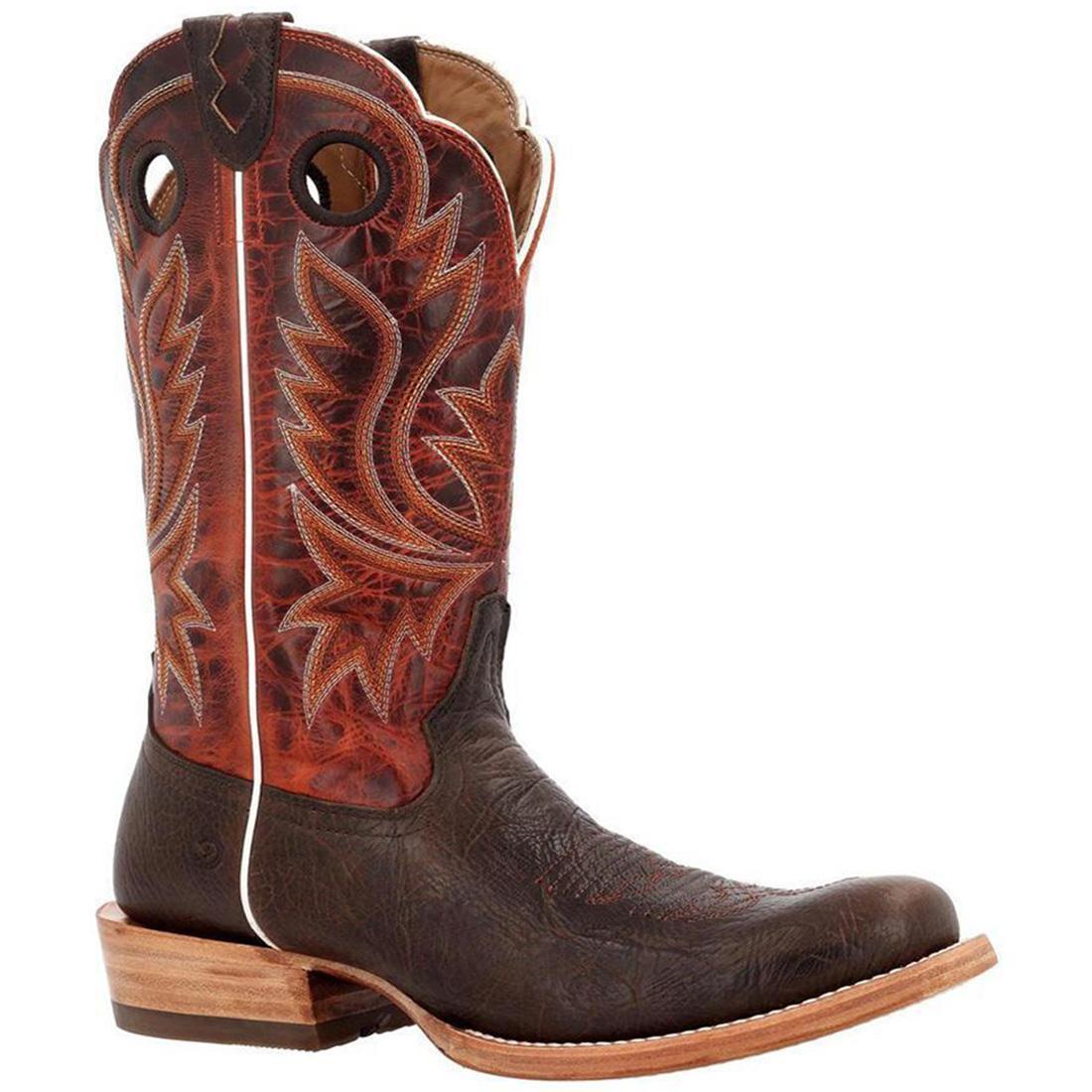 PRCA Collection Premium Shrunken Bullhide Western Boots for Men - Nicotine & Burnt Sienna Color | Durable Cowboy Boots for Rodeo, Country Dancing & Western Fashion