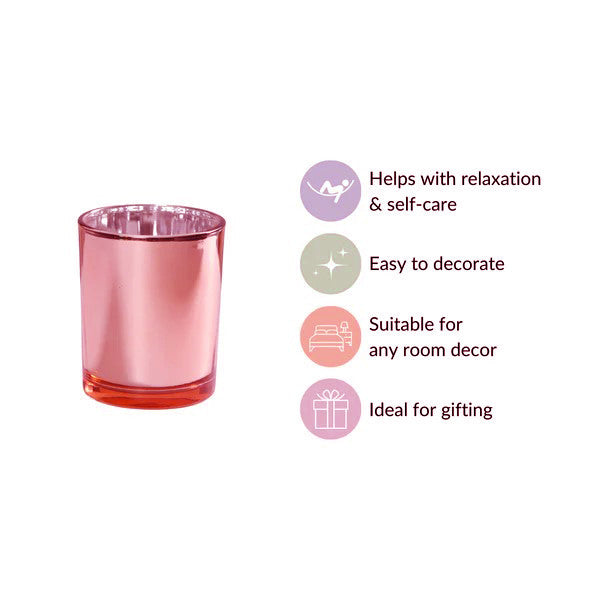 10 Pack Rose Gold Pink Votive Tealight Candle Holders - Glass Mercury Candlesticks for Valentine's Day, Wedding Decor, Bridal Shower, Baby Shower & Party Decorations - Romantic Ambiance for Home, Dinner Table Centerpiece & Special Events